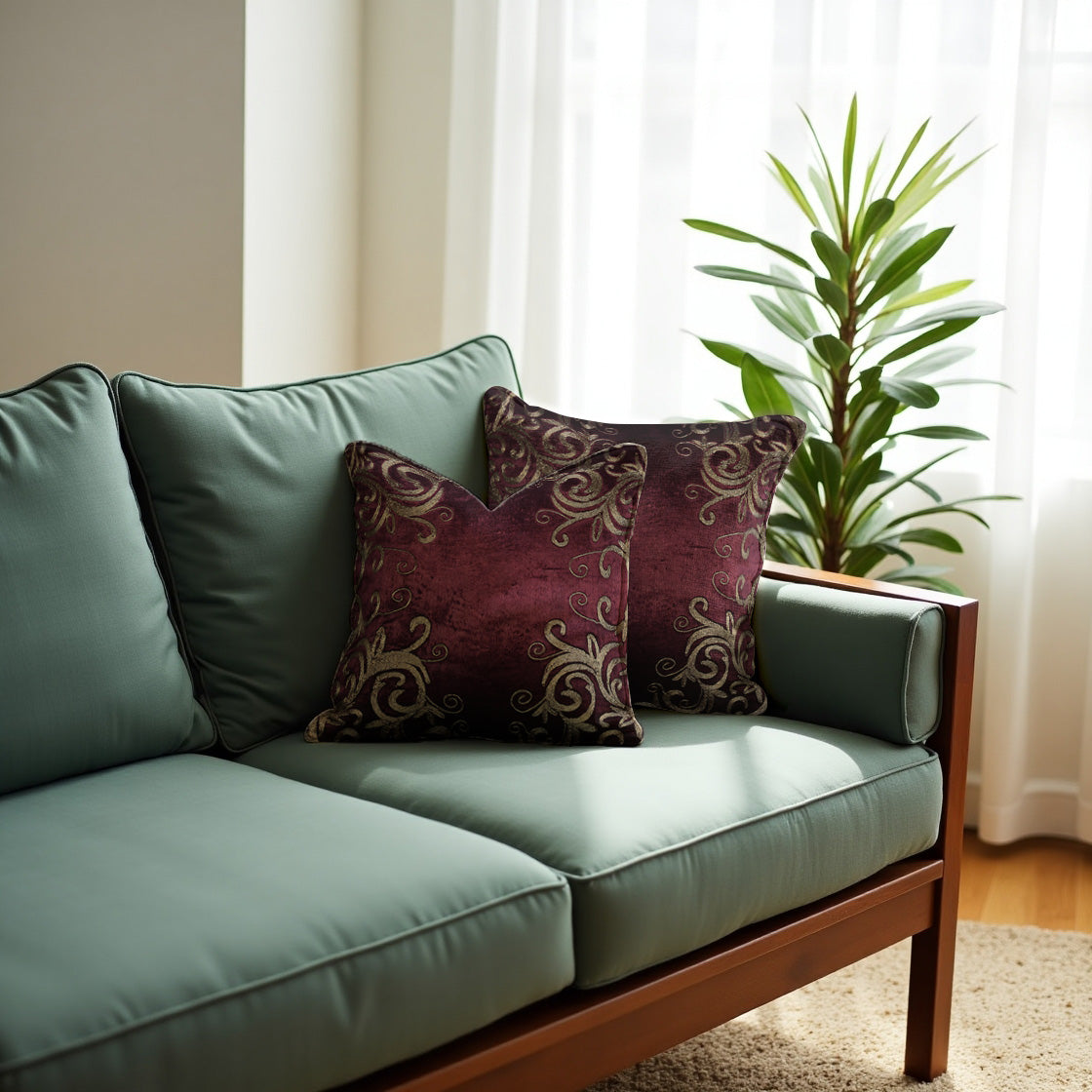 Maroon Throw Pillow Covers - 18 x 18 inches