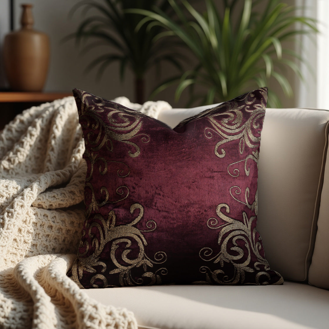 Maroon Throw Pillow Covers - 18 x 18 inches
