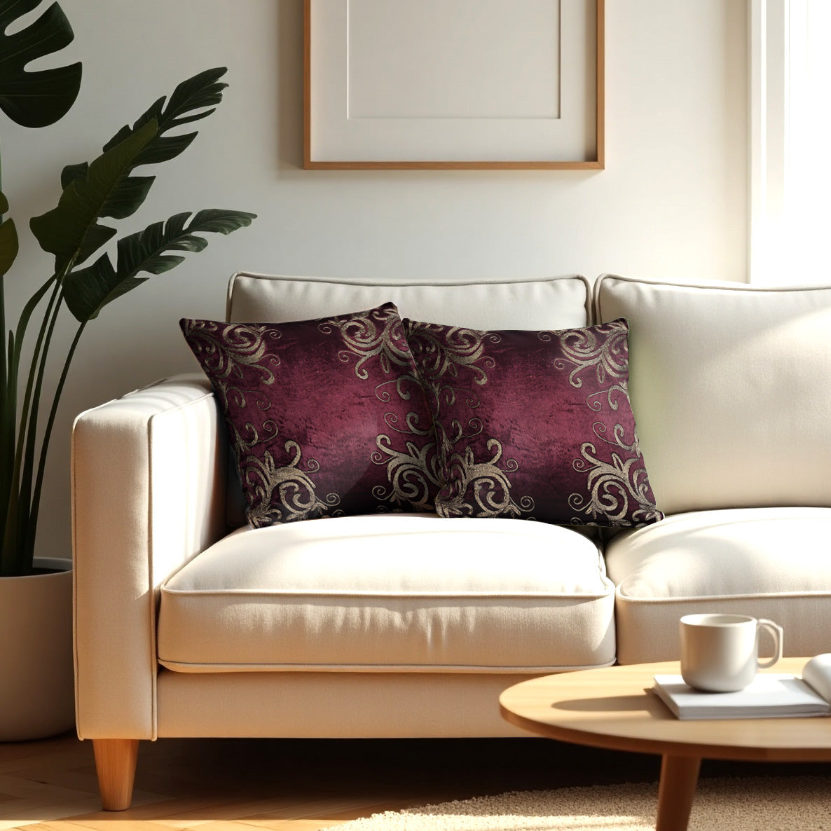Maroon Throw Pillow Covers - 18 x 18 inches