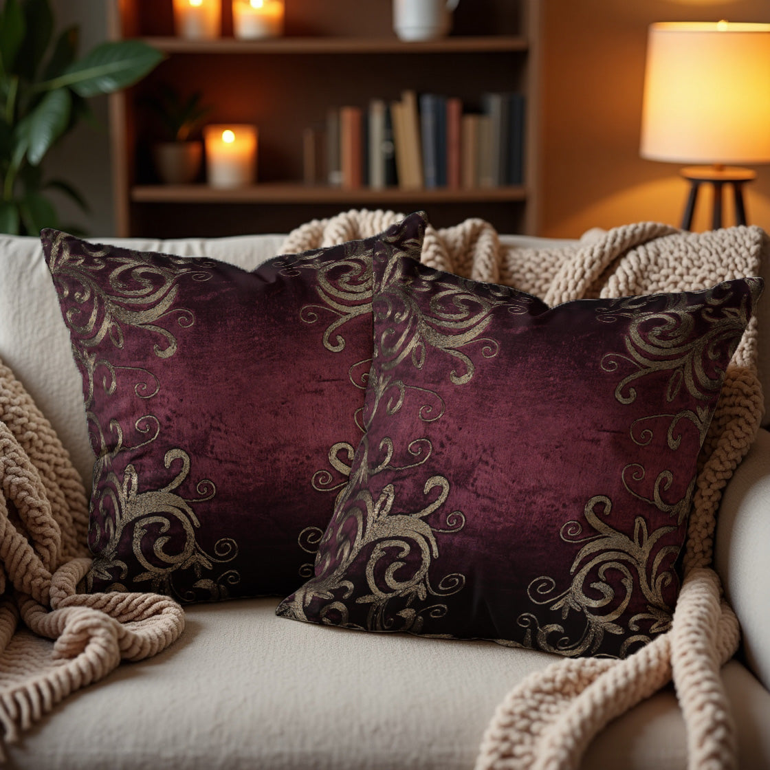 Maroon Throw Pillow Covers - 18 x 18 inches