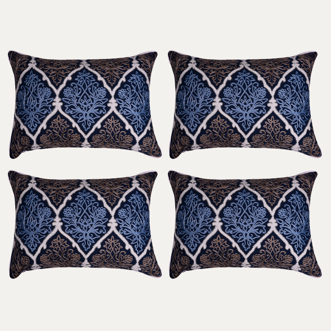 Blue and Brown Throw Pillow Covers - Set of 2 and 4, 14 x 20 inches