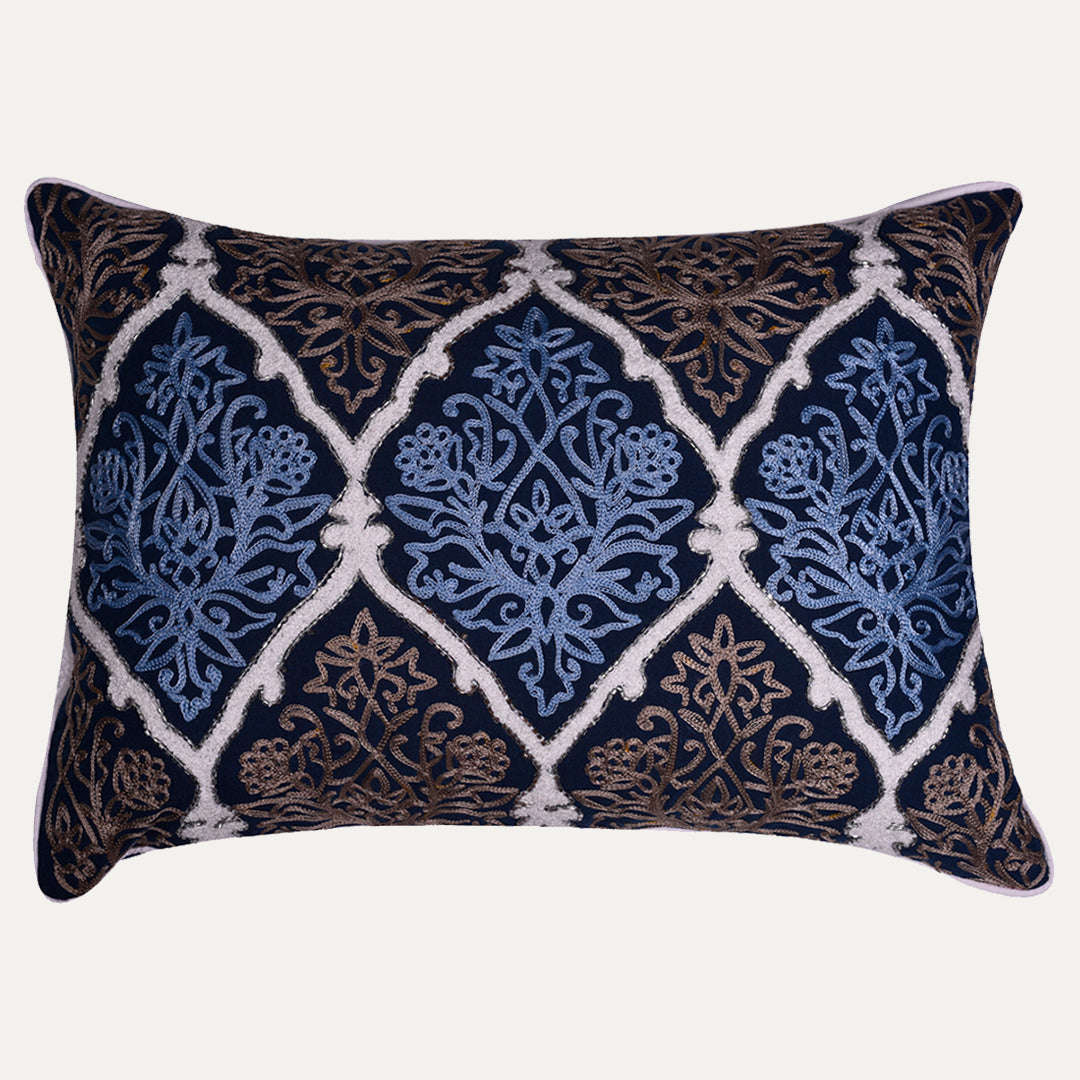 Blue and Brown Throw Pillow Covers - Set of 2 and 4, 14 x 20 inches