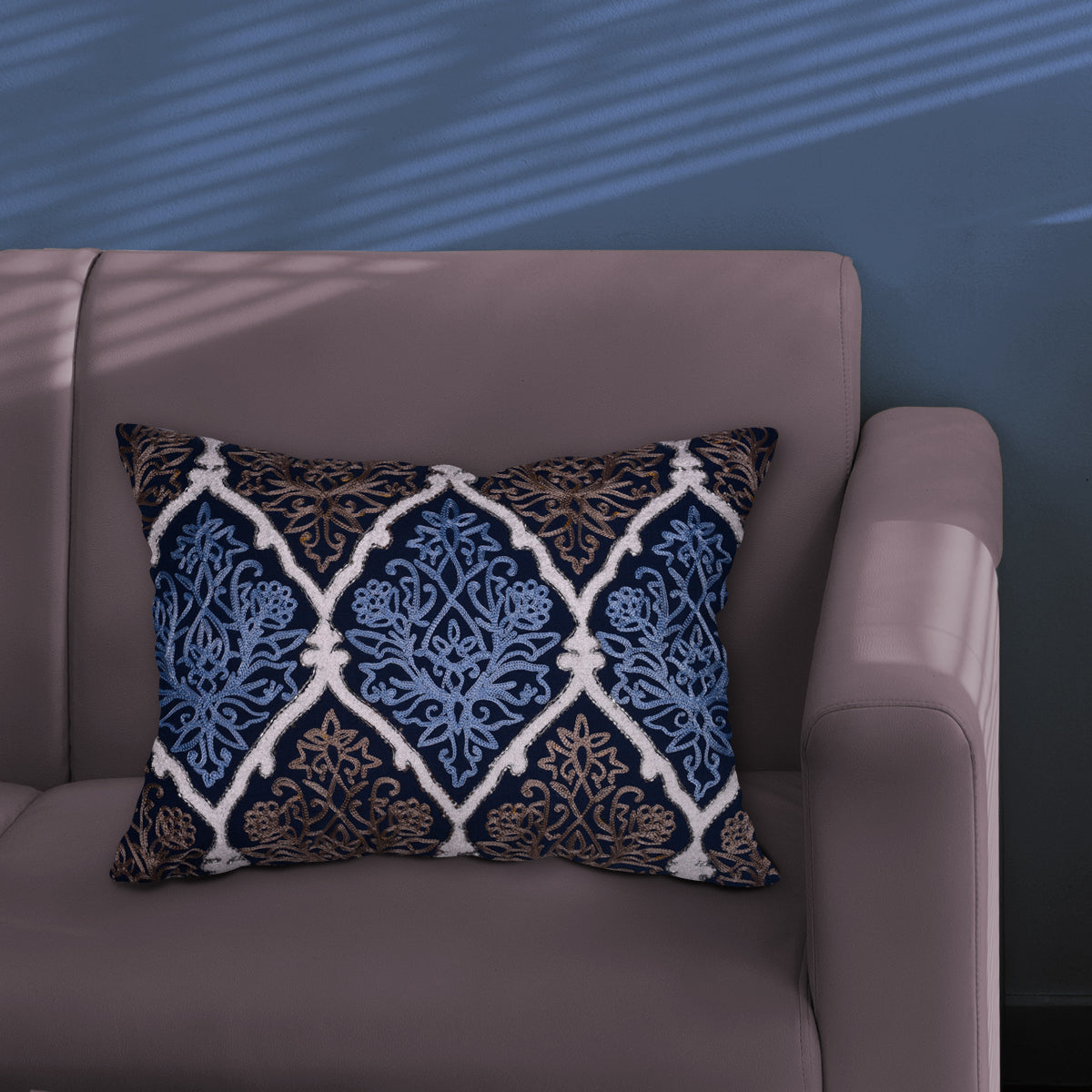 Blue and Brown Throw Pillow Covers - Set of 2 and 4, 14 x 20 inches