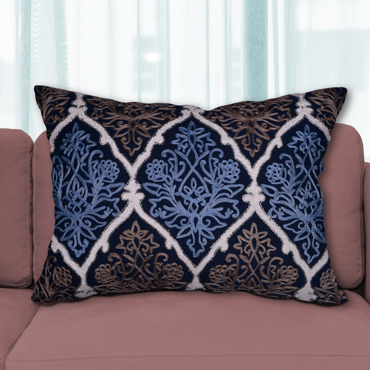 Blue and Brown Throw Pillow Covers - Set of 2 and 4, 14 x 20 inches