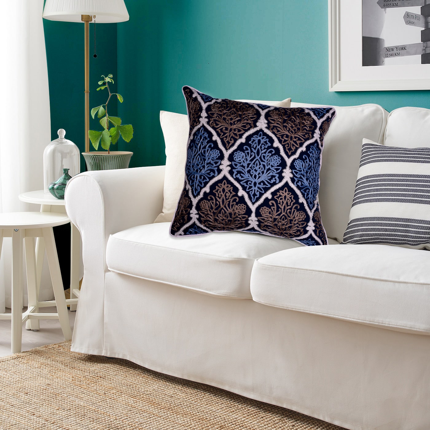 Blue and Brown Throw Pillow Covers - Set of 2 and 4, 18 x 18 inches
