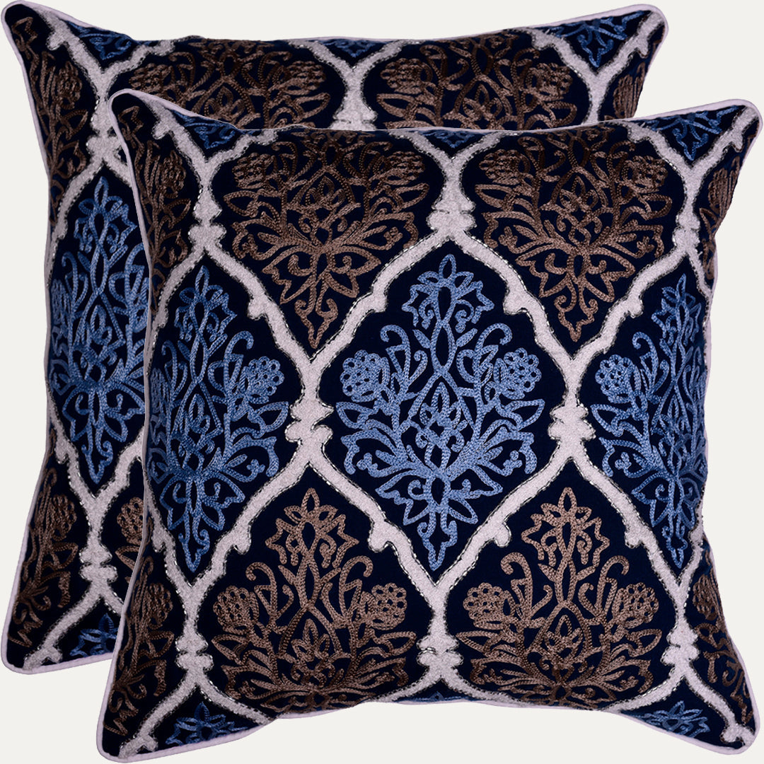 Blue and Brown Throw Pillow Covers - Set of 2 and 4, 18 x 18 inches