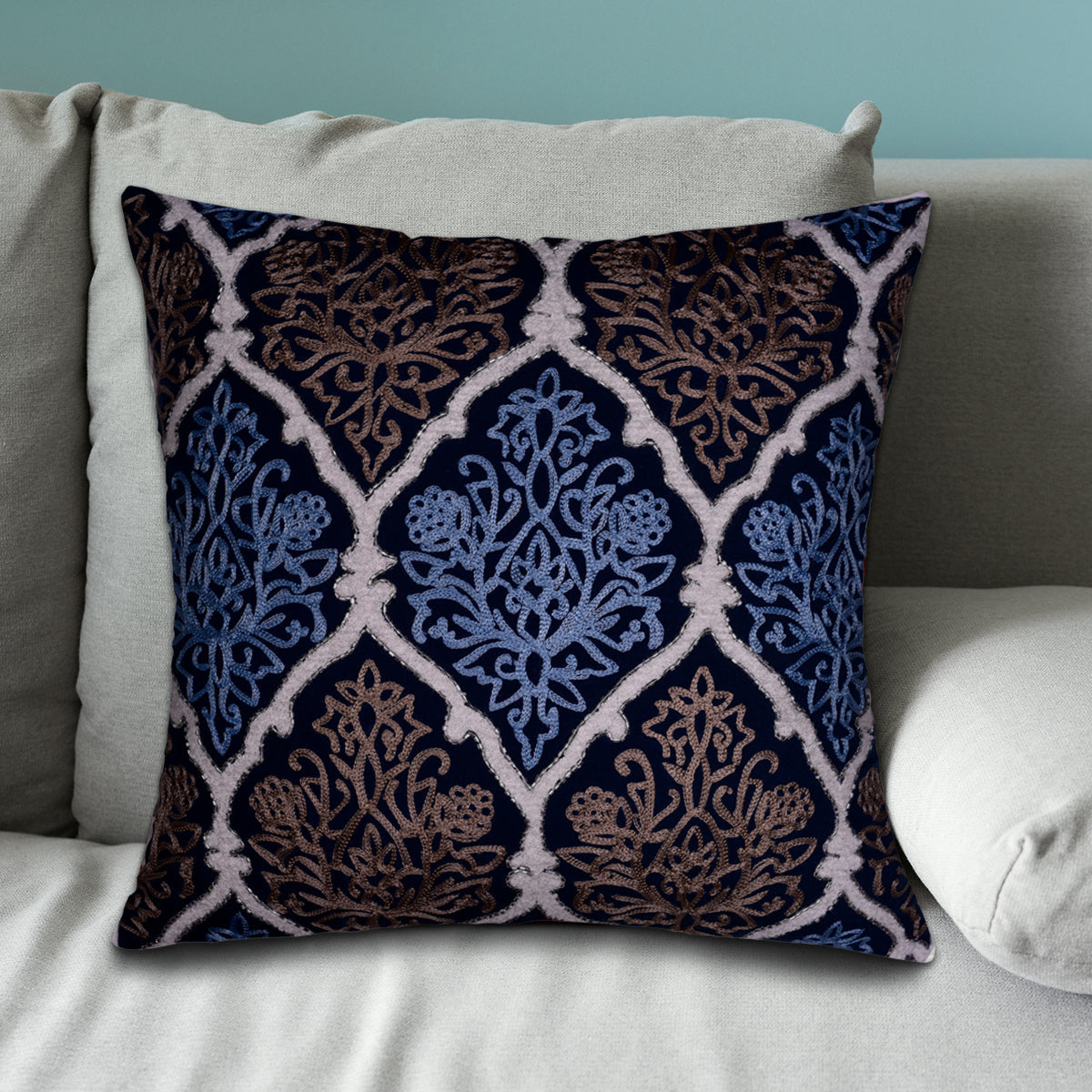 Blue and Brown Throw Pillow Covers - Set of 2 and 4, 18 x 18 inches
