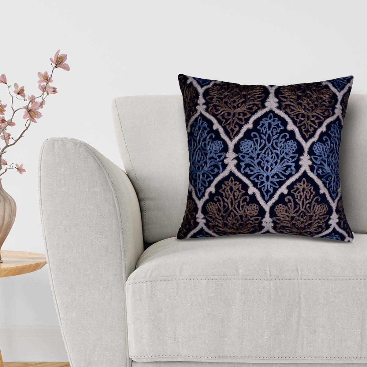 Blue and Brown Throw Pillow Covers - Set of 2 and 4, 18 x 18 inches