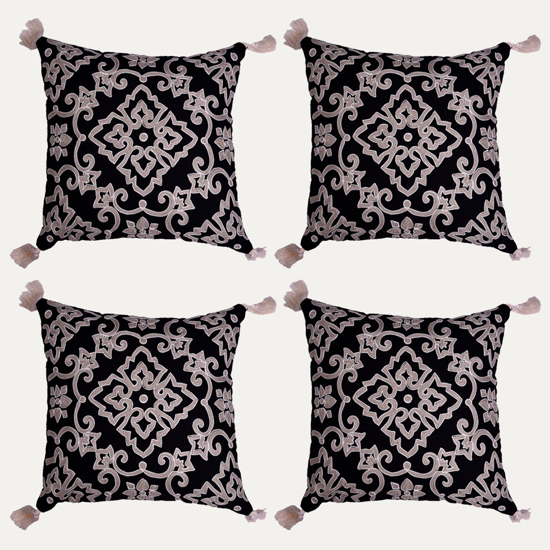 Black and Beige Throw Pillow Covers - Set of 2 and 4, 18 x 18 inches