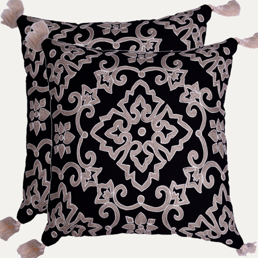 Black and Beige Throw Pillow Covers - Set of 2 and 4, 18 x 18 inches