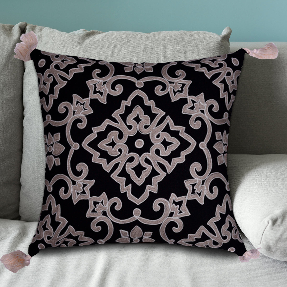 Black and Beige Throw Pillow Covers - Set of 2 and 4, 18 x 18 inches