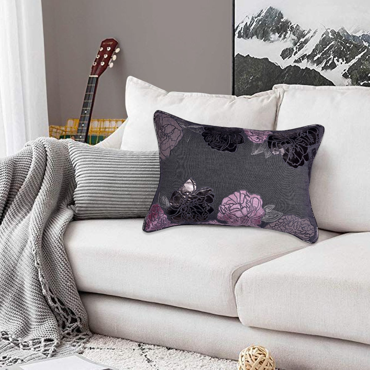 Gray Throw Pillow Covers - Set of 2 and 4, 14 x 20 inches