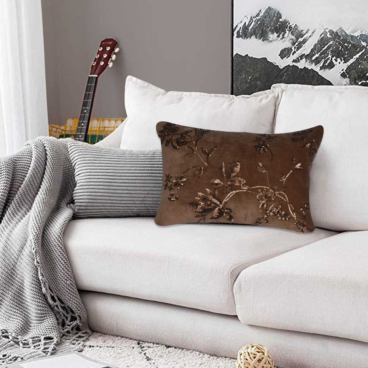 Brown Throw Pillow Covers - Set of 2 and 4, 14 x 20 inches