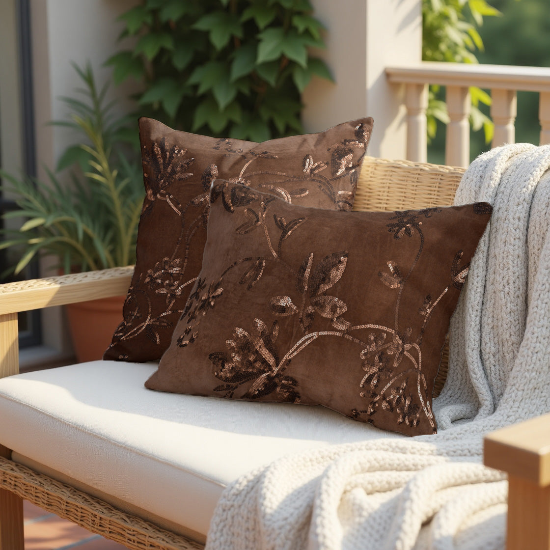 Brown Throw Pillow Covers - Set of 2 and 4, 14 x 20 inches