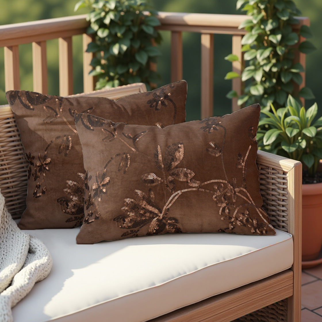 Brown Throw Pillow Covers - Set of 2 and 4, 14 x 20 inches