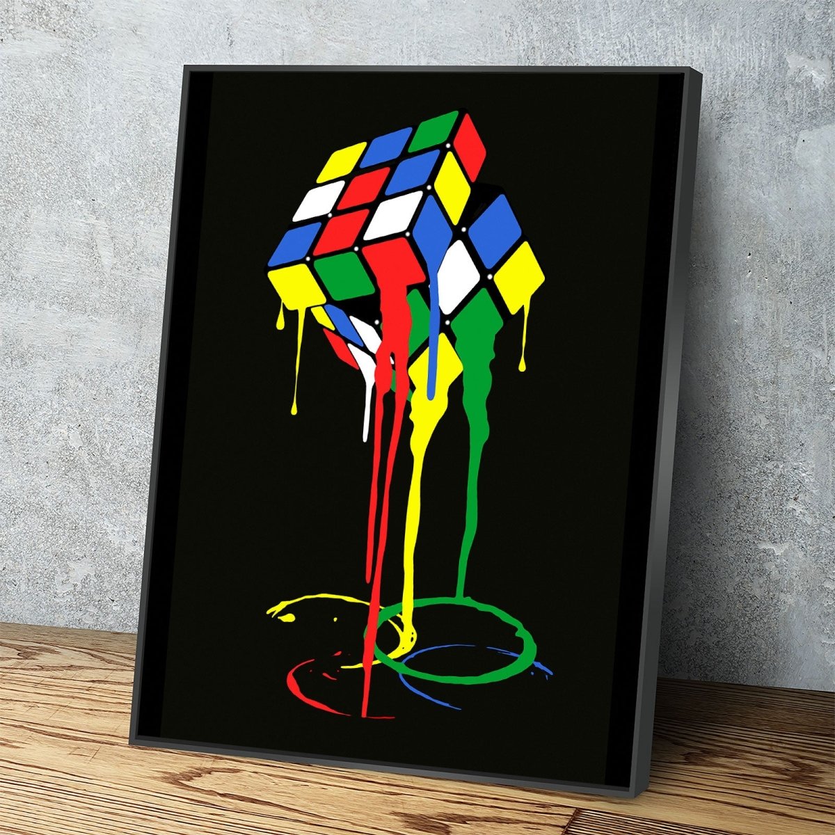 Cubic Meltdown Canvas Wall Art, Abstract Rubik's Cube Art, Abstract Decor