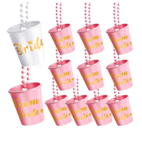12 Pieces Shot Necklace glass  Bachelorette And Bride Shot glass Necklace With gold Foil(D0101HSPY5A)