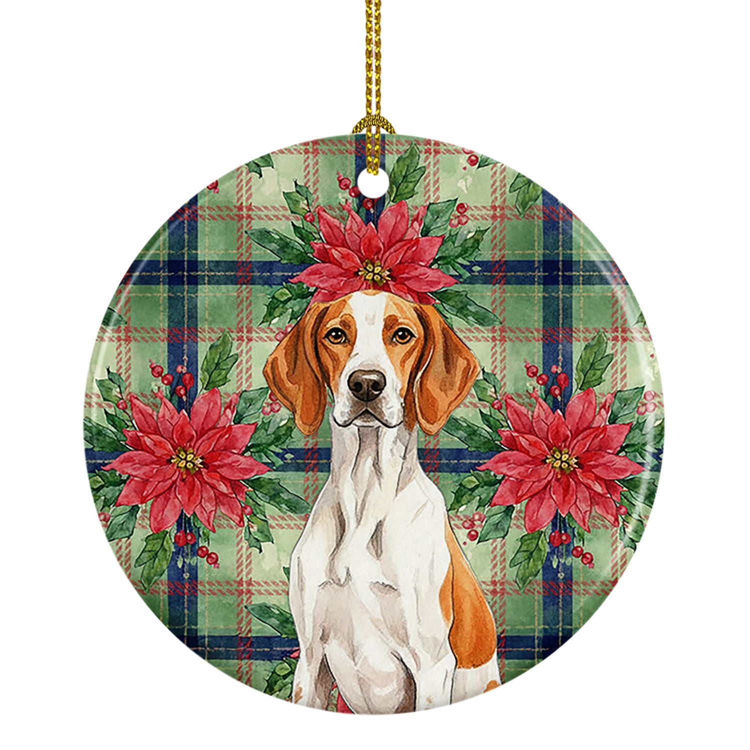 Orange and White Pointer Christmas PoinsettIas Ceramic Ornament Christmas Tree Hanging Decorations for Home Christmas Holiday, P
