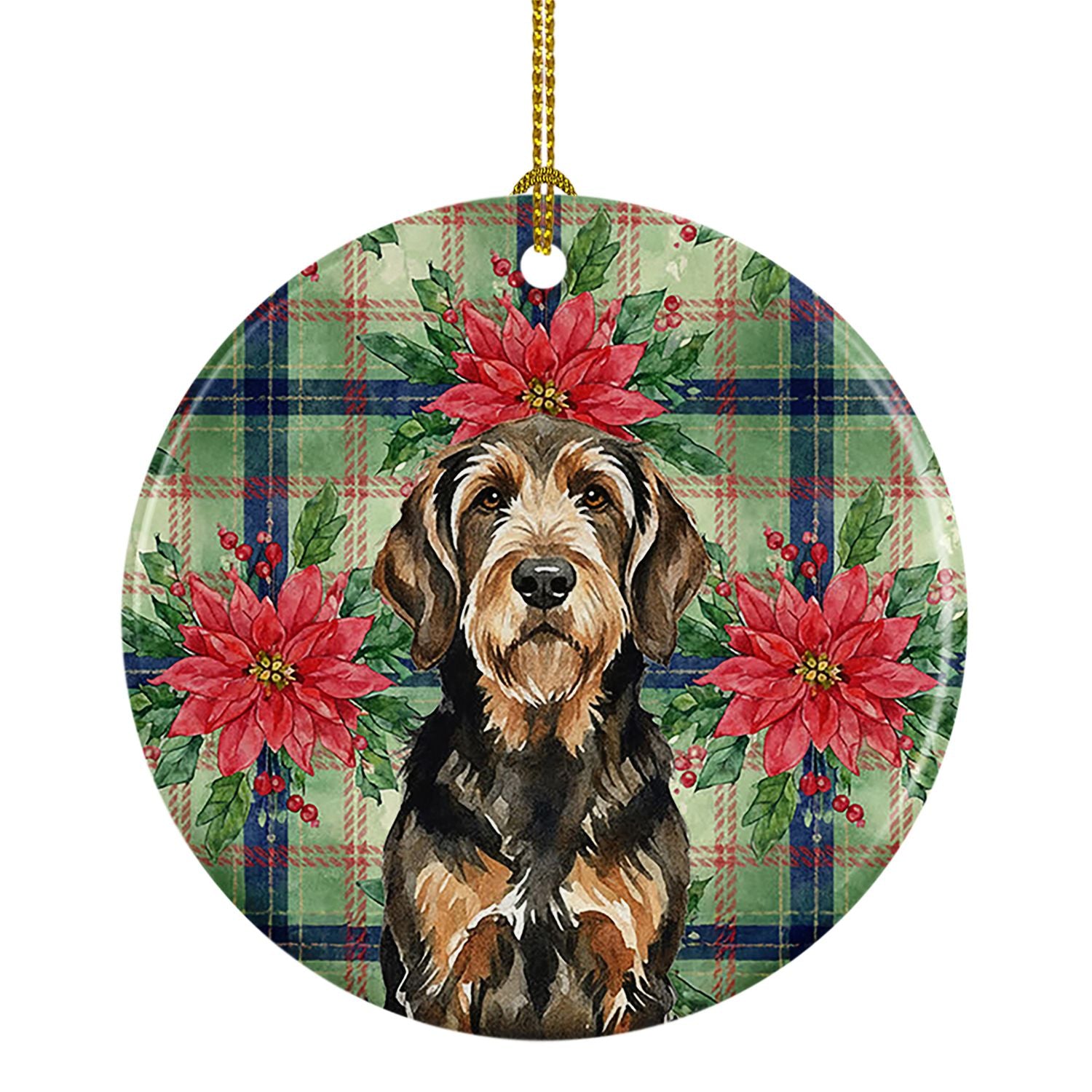 Black and Tan Otterhound Christmas PoinsettIas Ceramic Ornament Christmas Tree Hanging Decorations for Home Christmas Holiday, P