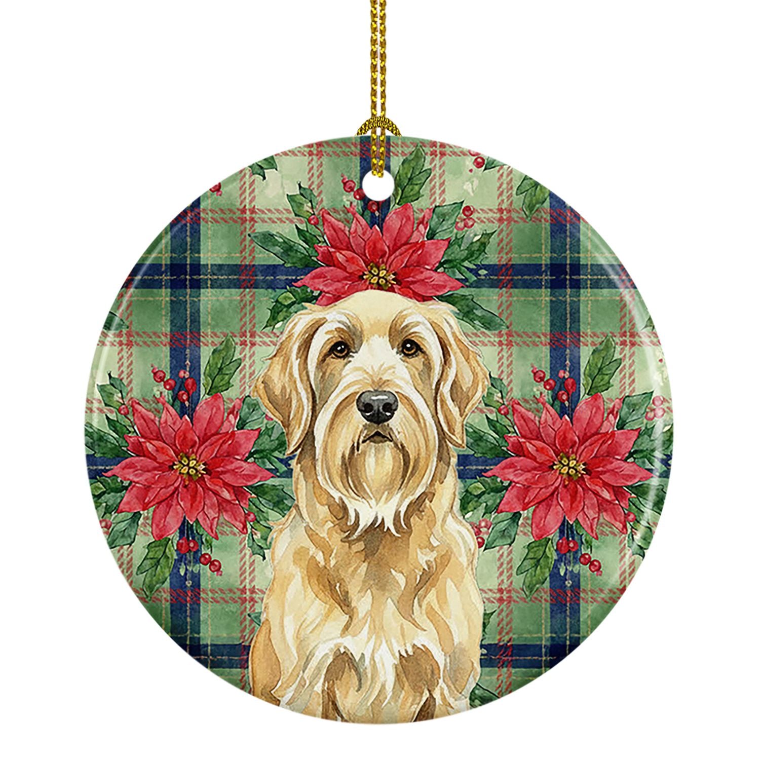 Wheaten and Tan Otterhound Christmas PoinsettIas Ceramic Ornament Christmas Tree Hanging Decorations for Home Christmas Holiday,