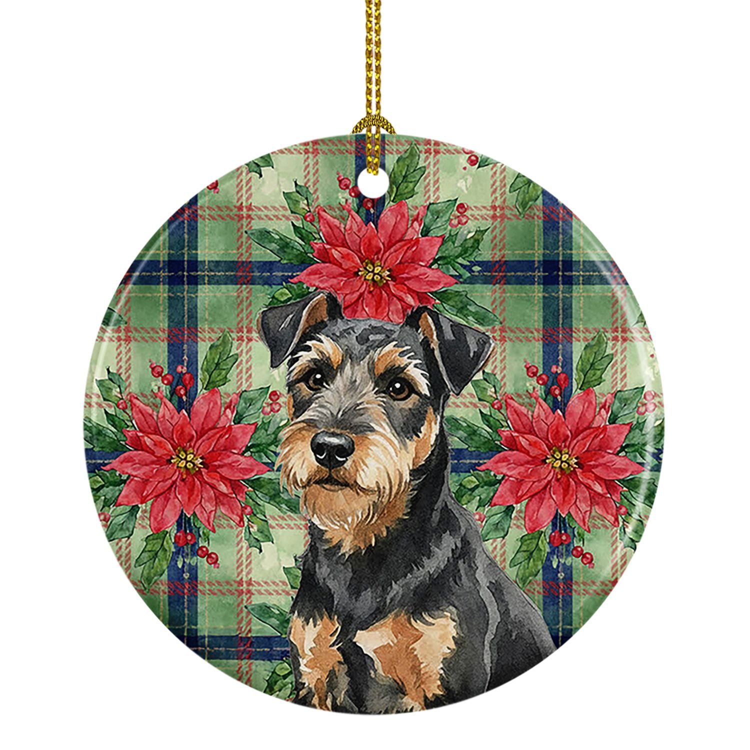 Black and Tan Lakeland Terrier Christmas PoinsettIas Ceramic Ornament Christmas Tree Hanging Decorations for Home Christmas Holi