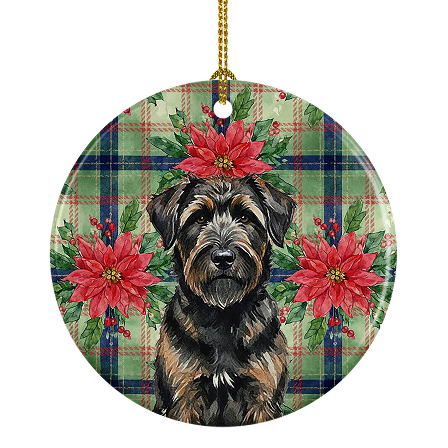 Brindle Bouvier des Flandres Christmas PoinsettIas Ceramic Ornament Christmas Tree Hanging Decorations for Home Christmas Holida