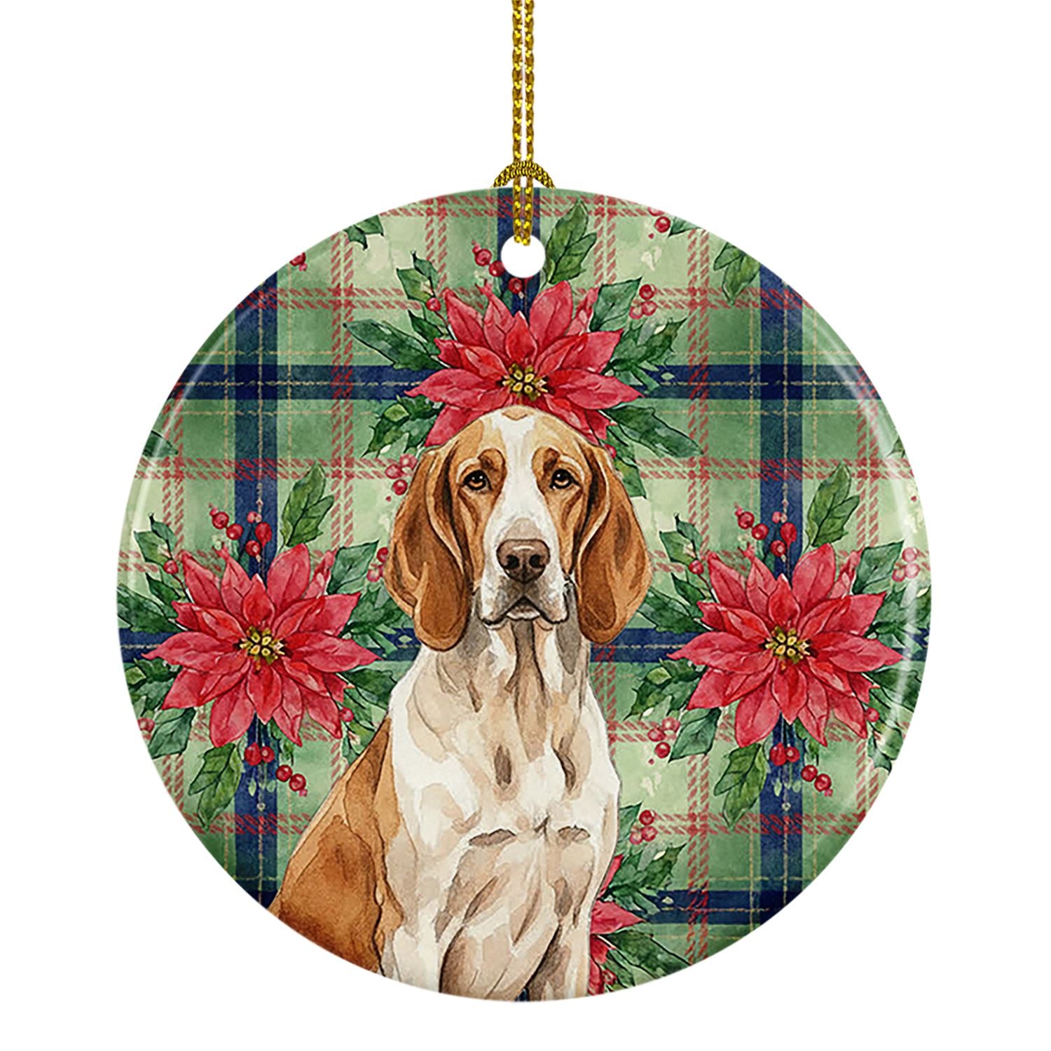 Bracco Italiano Christmas PoinsettIas Ceramic Ornament Christmas Tree Hanging Decorations for Home Christmas Holiday, Party, Gif