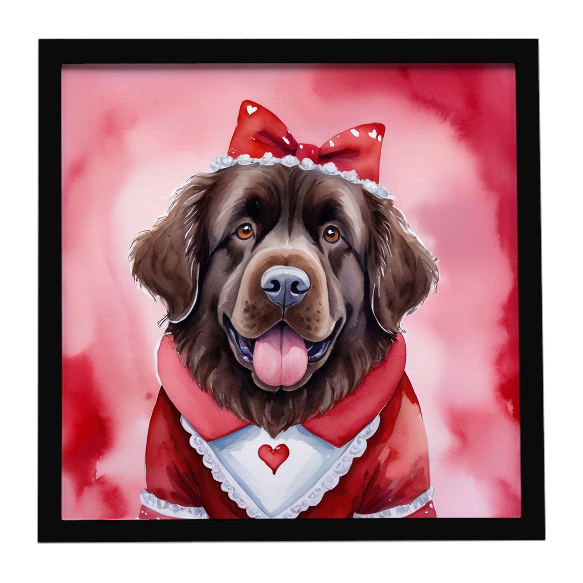 Newfoundland My Valentine Framed Metal Print Bathroom, Kitchen, Office, Home Decor Wall Art Ready to Hang, Square, 8X8