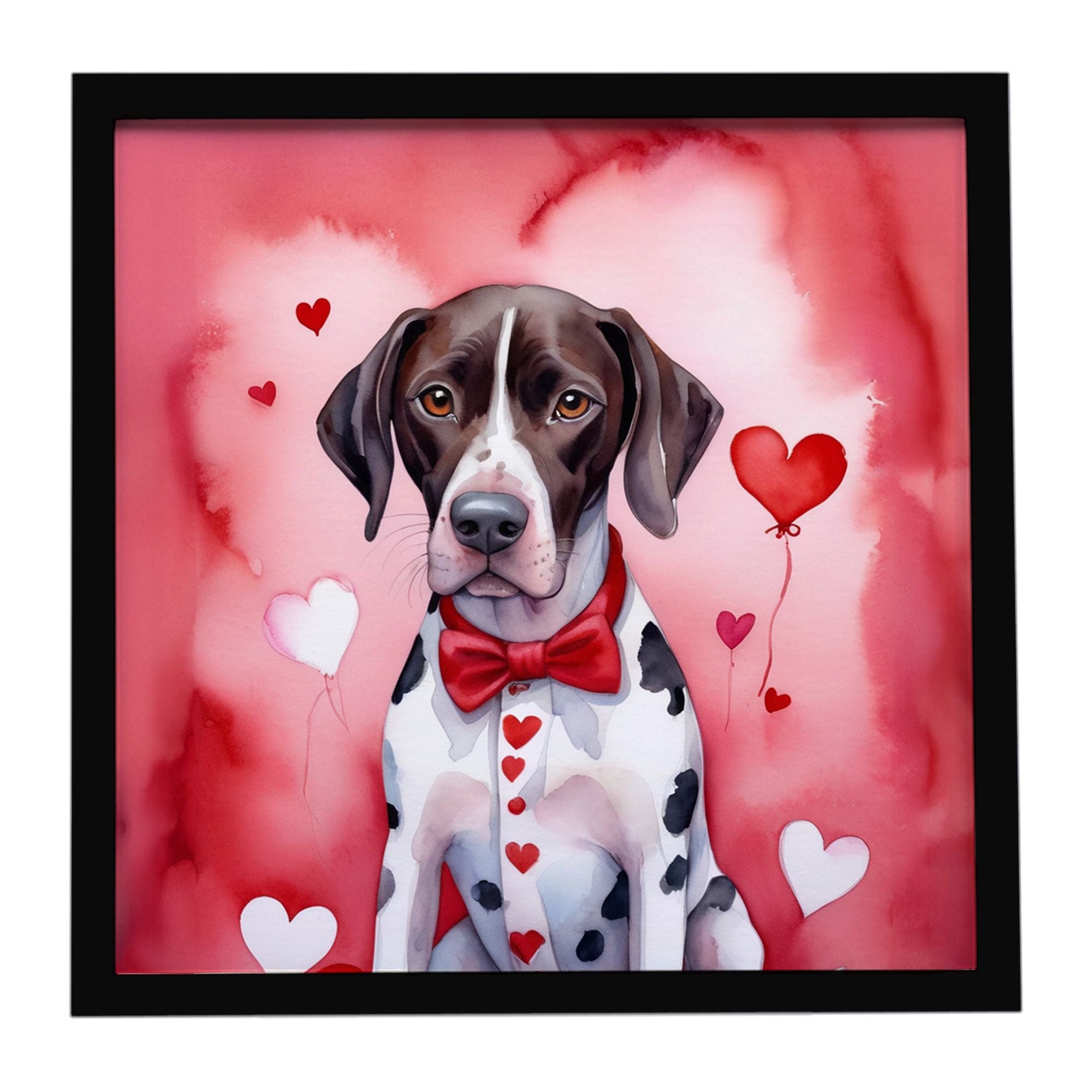 Pointer My Valentine Framed Metal Print Bathroom, Kitchen, Office, Home Decor Wall Art Ready to Hang, Square, 8X8