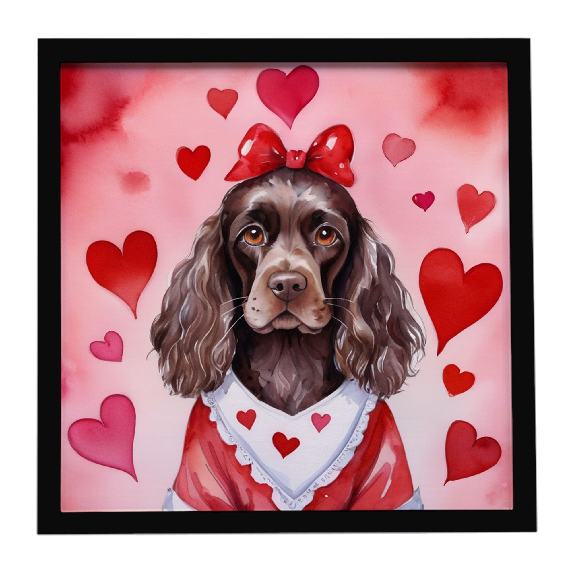 Cocker Spaniel My Valentine Framed Metal Print Bathroom, Kitchen, Office, Home Decor Wall Art Ready to Hang, Square, 8X8