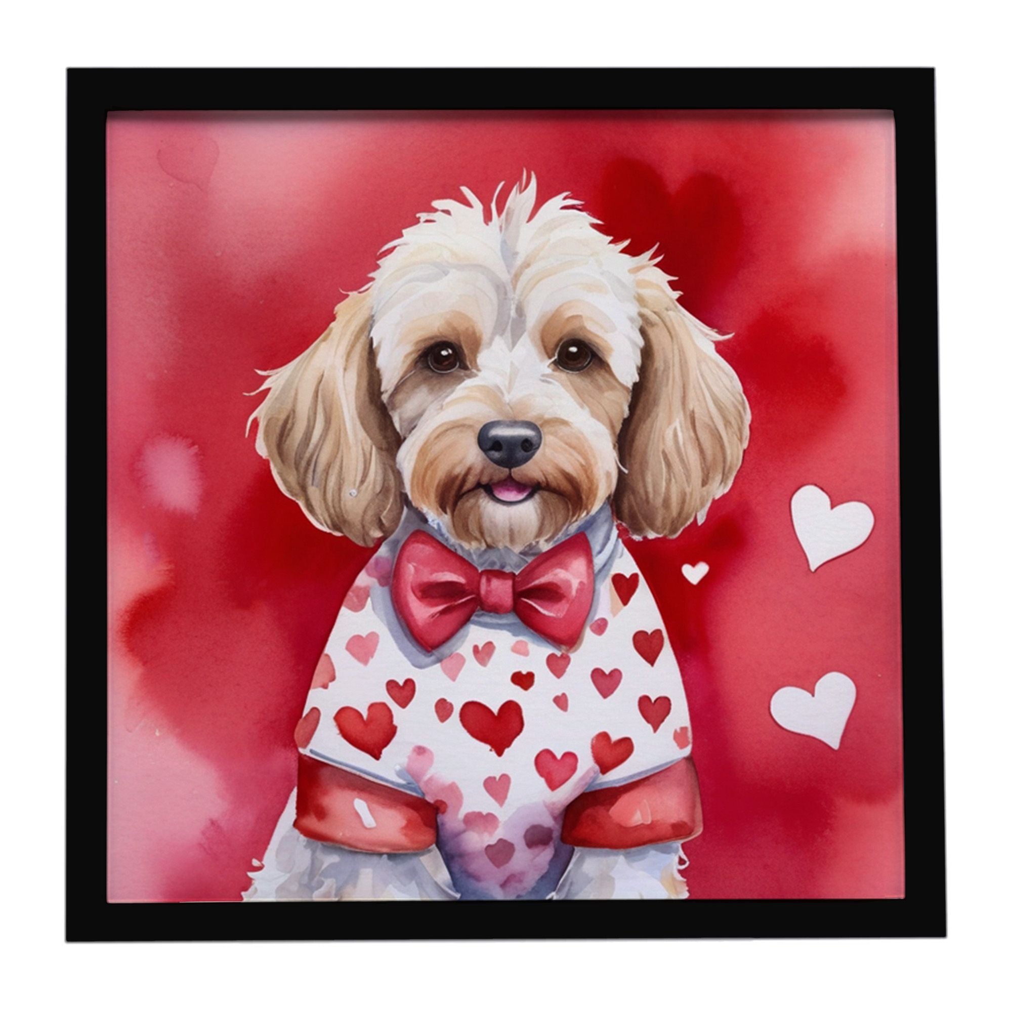 Cockapoo My Valentine Framed Metal Print Bathroom, Kitchen, Office, Home Decor Wall Art Ready to Hang, Square, 8X8