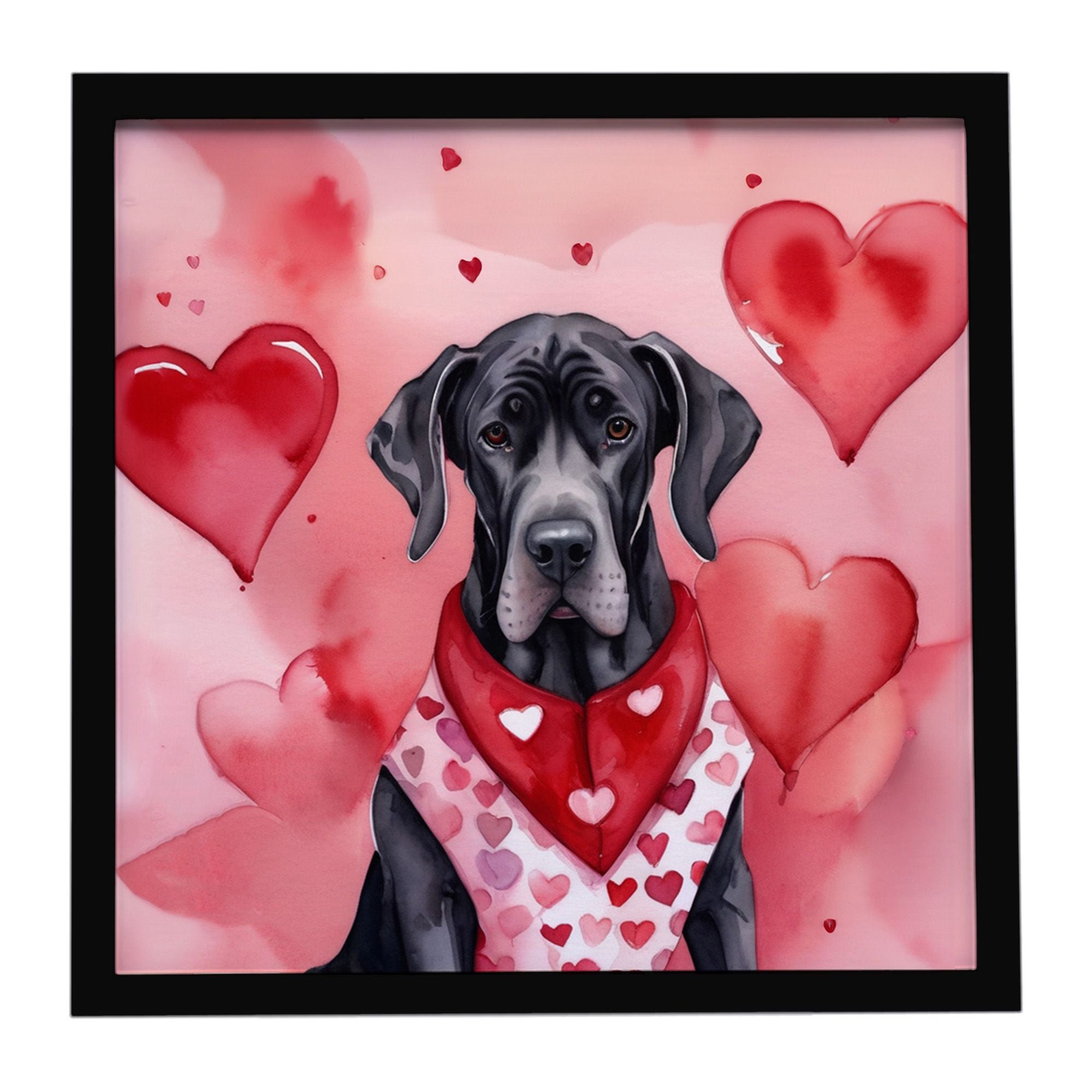 Great Dane My Valentine Framed Metal Print Bathroom, Kitchen, Office, Home Decor Wall Art Ready to Hang, Square, 8X8