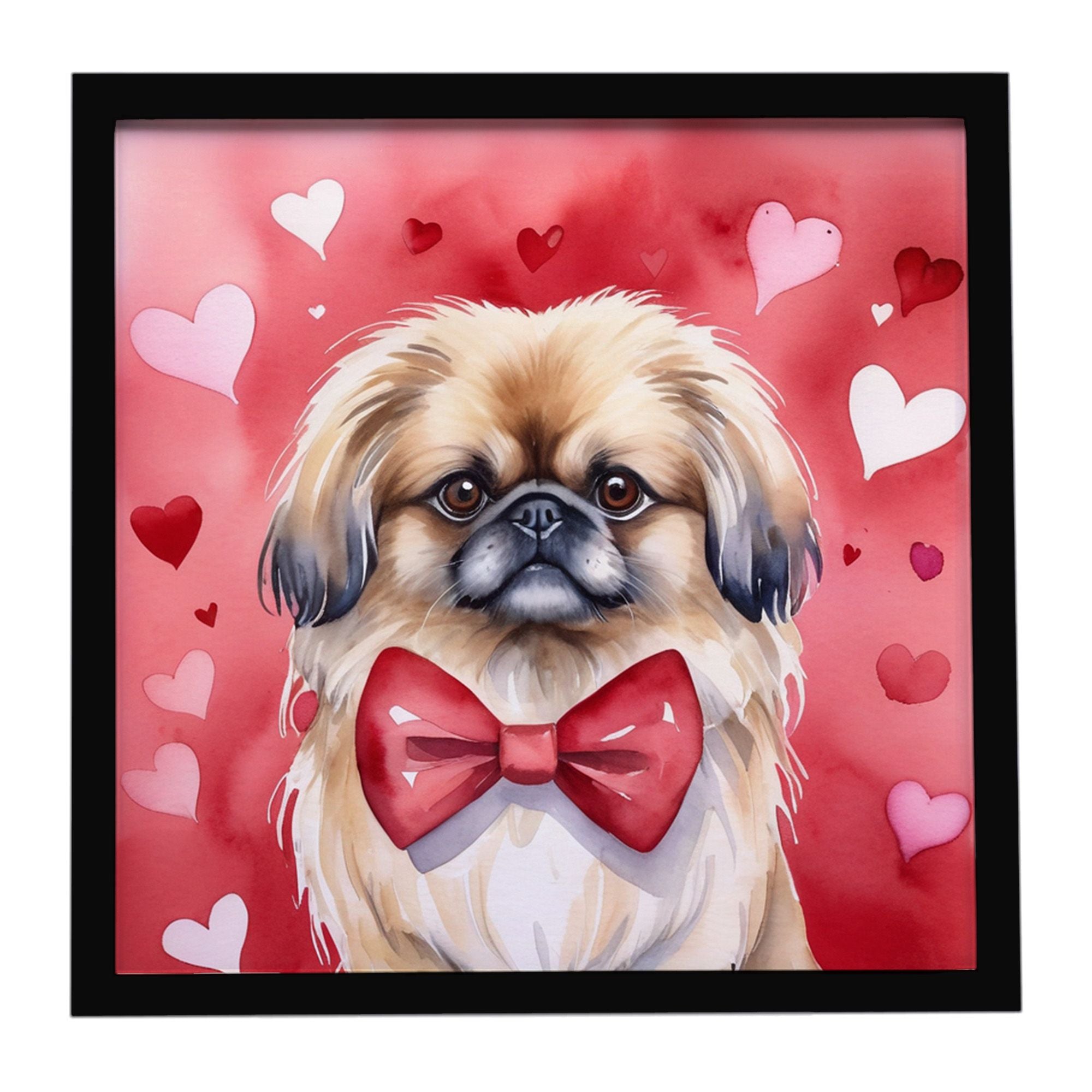 Pekingese My Valentine Framed Metal Print Bathroom, Kitchen, Office, Home Decor Wall Art Ready to Hang, Square, 8X8