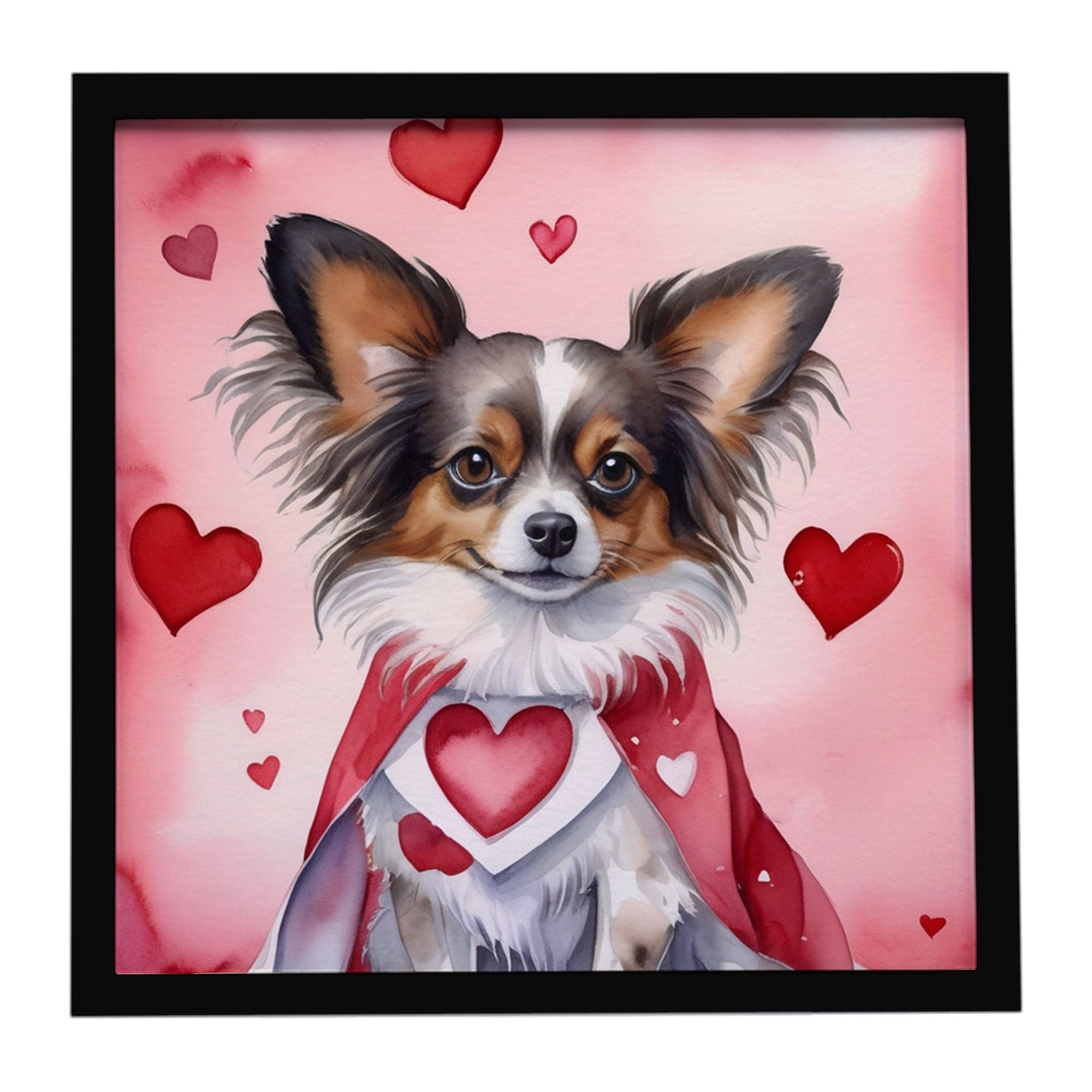 Papillon My Valentine Framed Metal Print Bathroom, Kitchen, Office, Home Decor Wall Art Ready to Hang, Square, 8X8