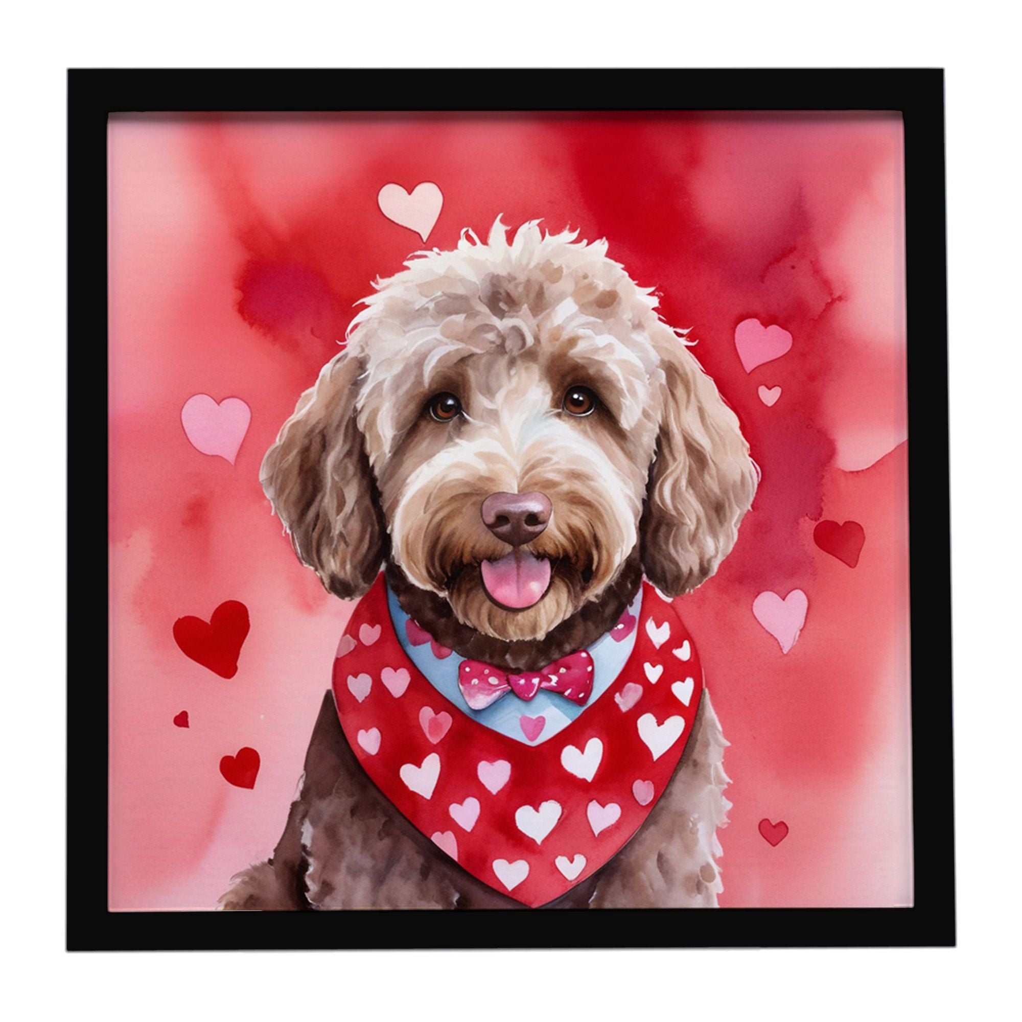 Labradoodle My Valentine Framed Metal Print Bathroom, Kitchen, Office, Home Decor Wall Art Ready to Hang, Square, 8X8