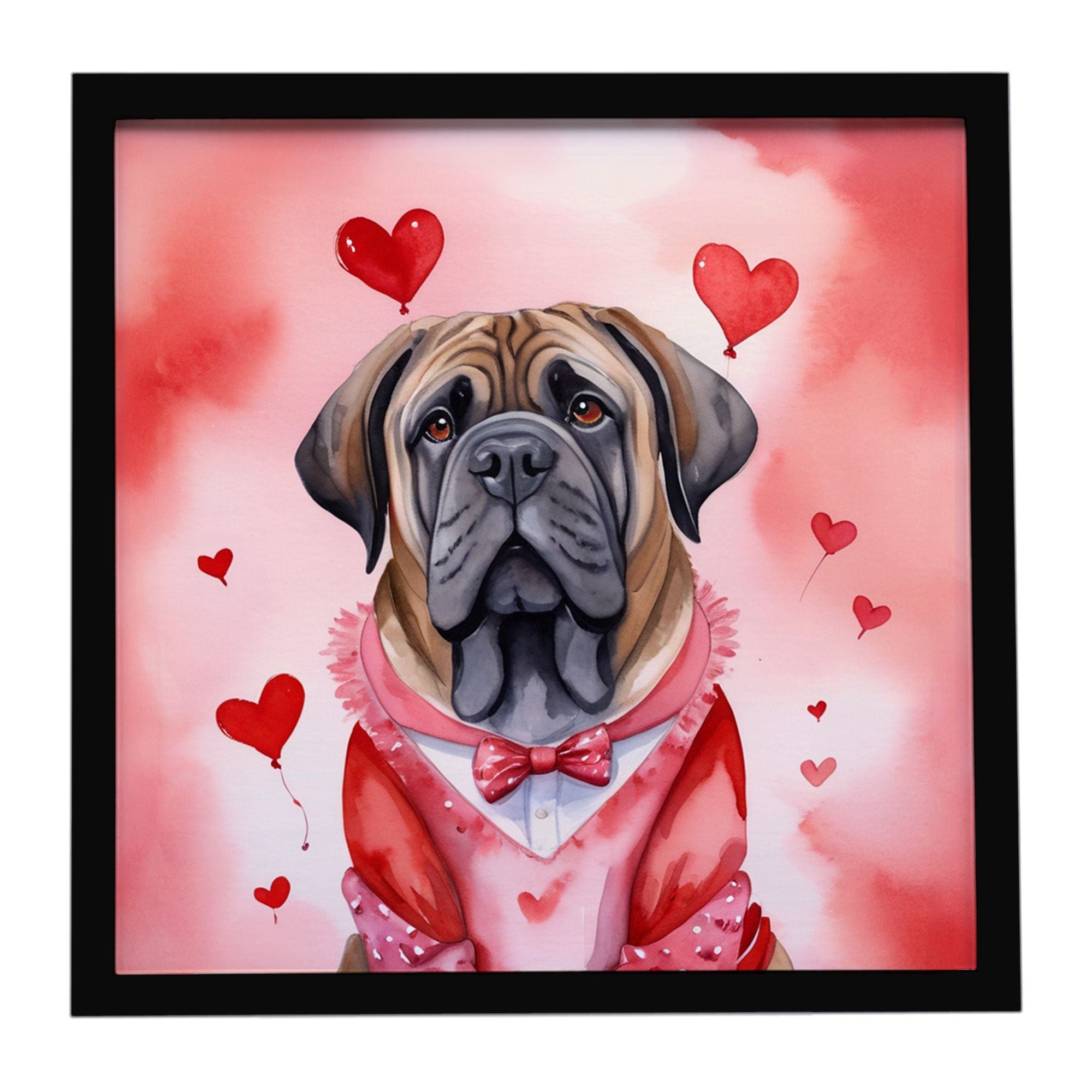 Mastiff My Valentine Framed Metal Print Bathroom, Kitchen, Office, Home Decor Wall Art Ready to Hang, Square, 8X8