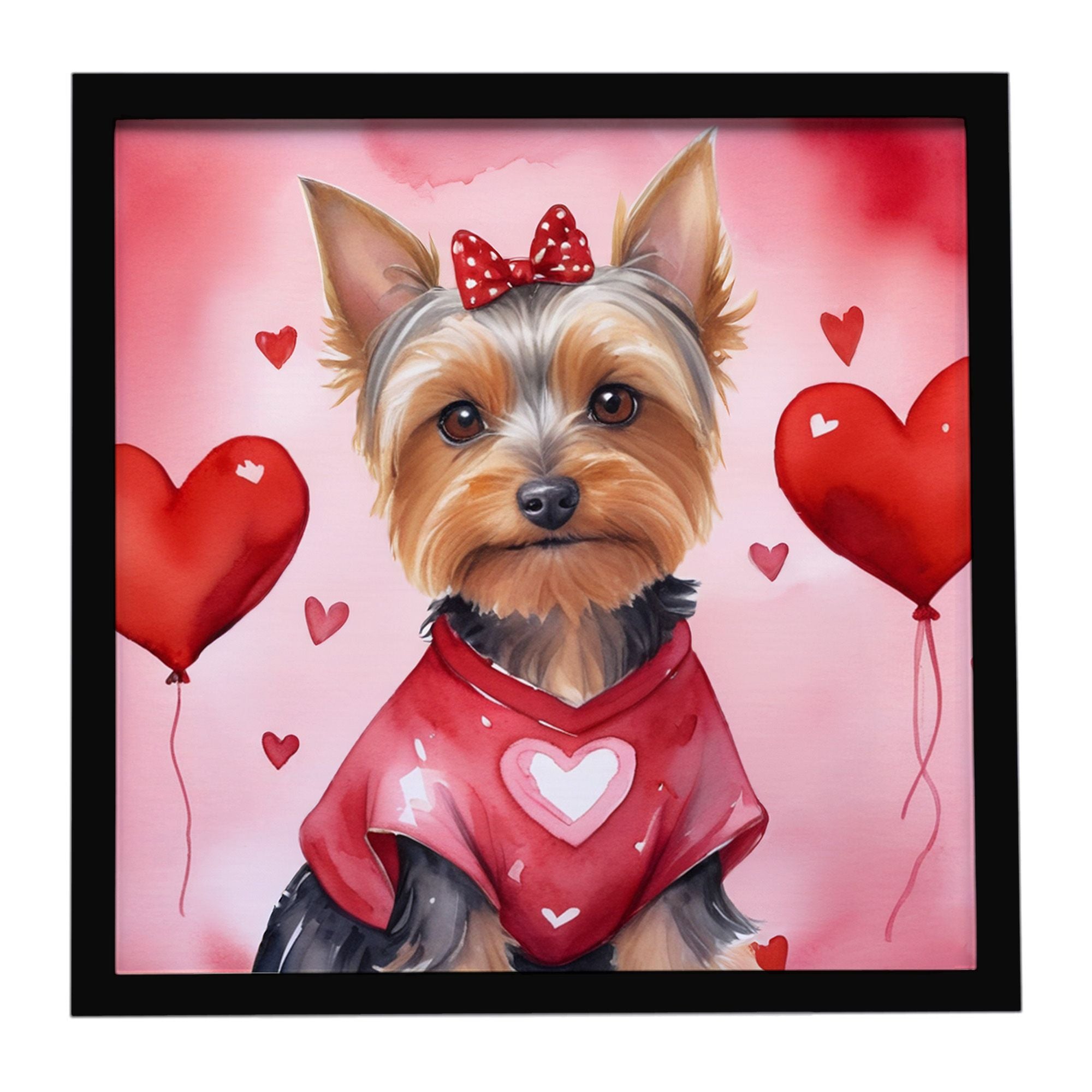 Silky Terrier My Valentine Framed Metal Print Bathroom, Kitchen, Office, Home Decor Wall Art Ready to Hang, Square, 8X8