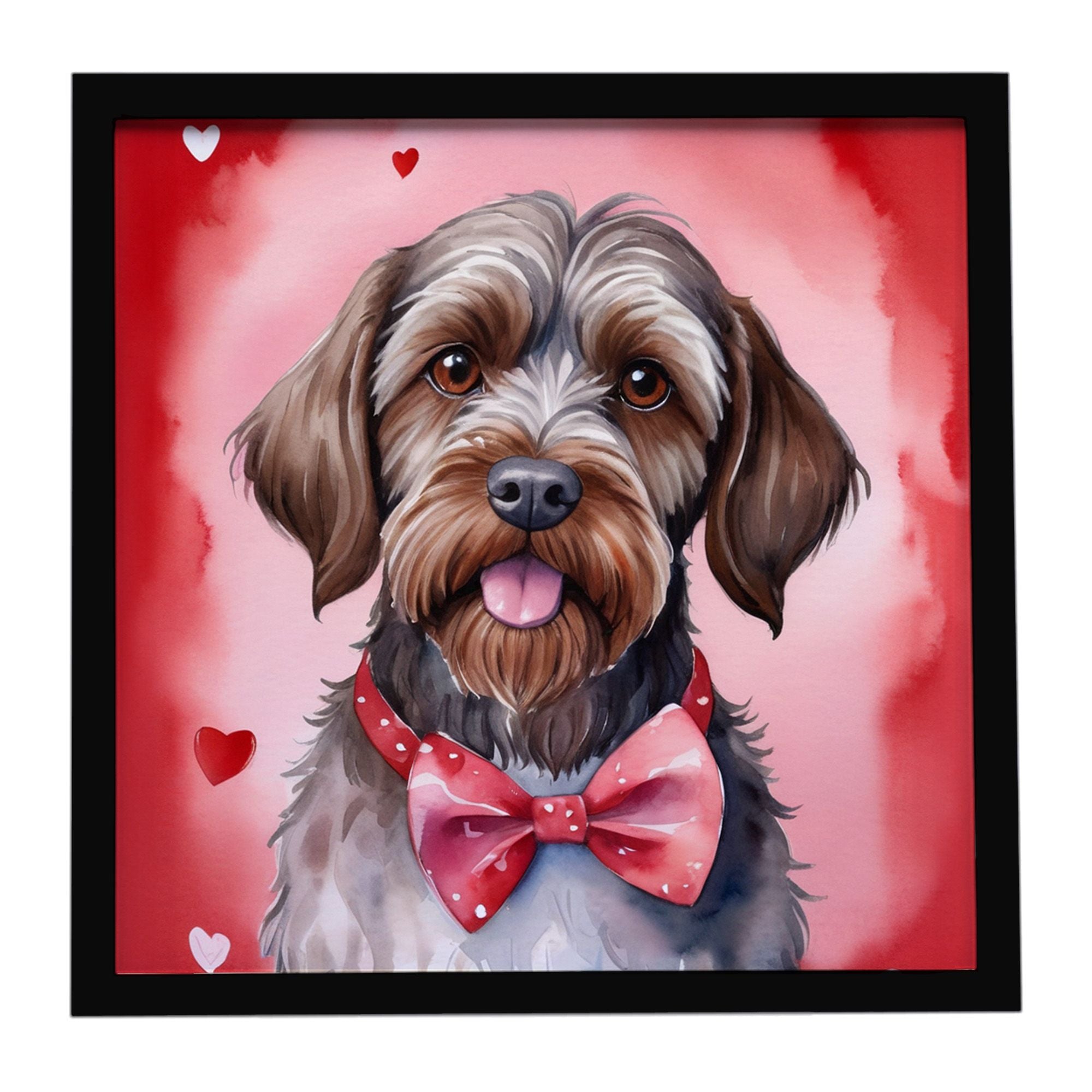 Wirehaired Pointing Griffon My Valentine Framed Metal Print Bathroom, Kitchen, Office, Home Decor Wall Art Ready to Hang, Square