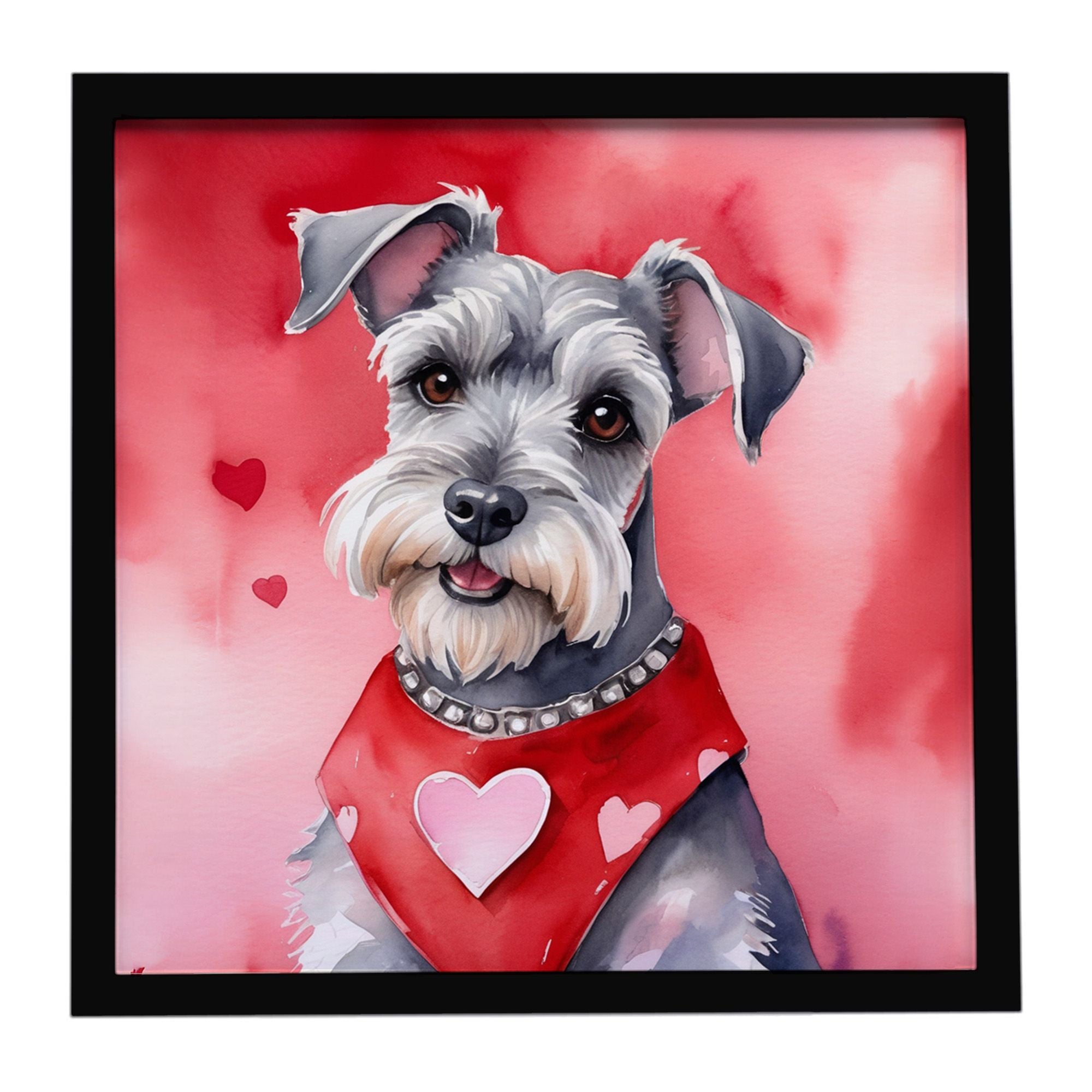 Schnauzer My Valentine Framed Metal Print Bathroom, Kitchen, Office, Home Decor Wall Art Ready to Hang, Square, 8X8