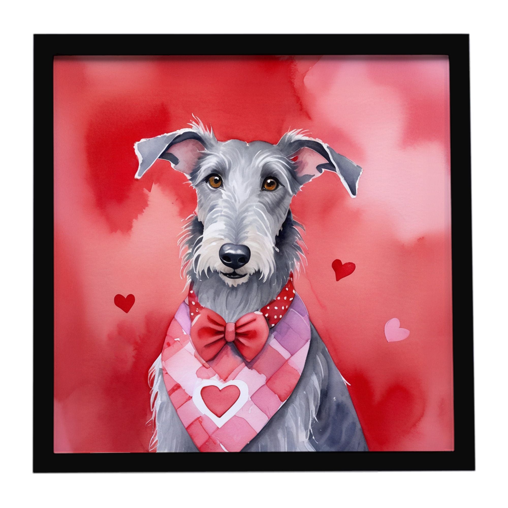 Scottish Deerhound My Valentine Framed Metal Print Bathroom, Kitchen, Office, Home Decor Wall Art Ready to Hang, Square, 8X8