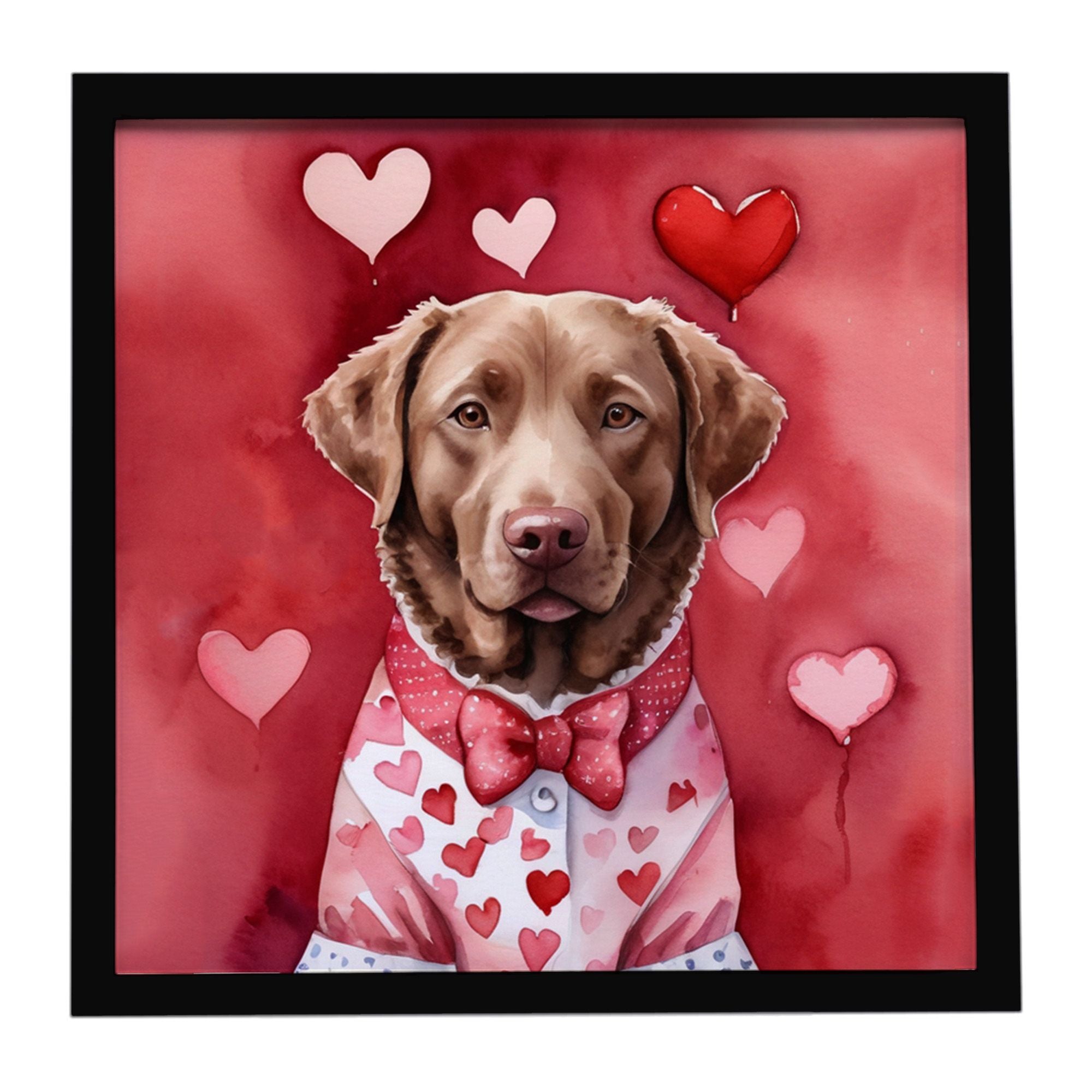Chesapeake Bay Retriever My Valentine Framed Metal Print Bathroom, Kitchen, Office, Home Decor Wall Art Ready to Hang, Square, 8
