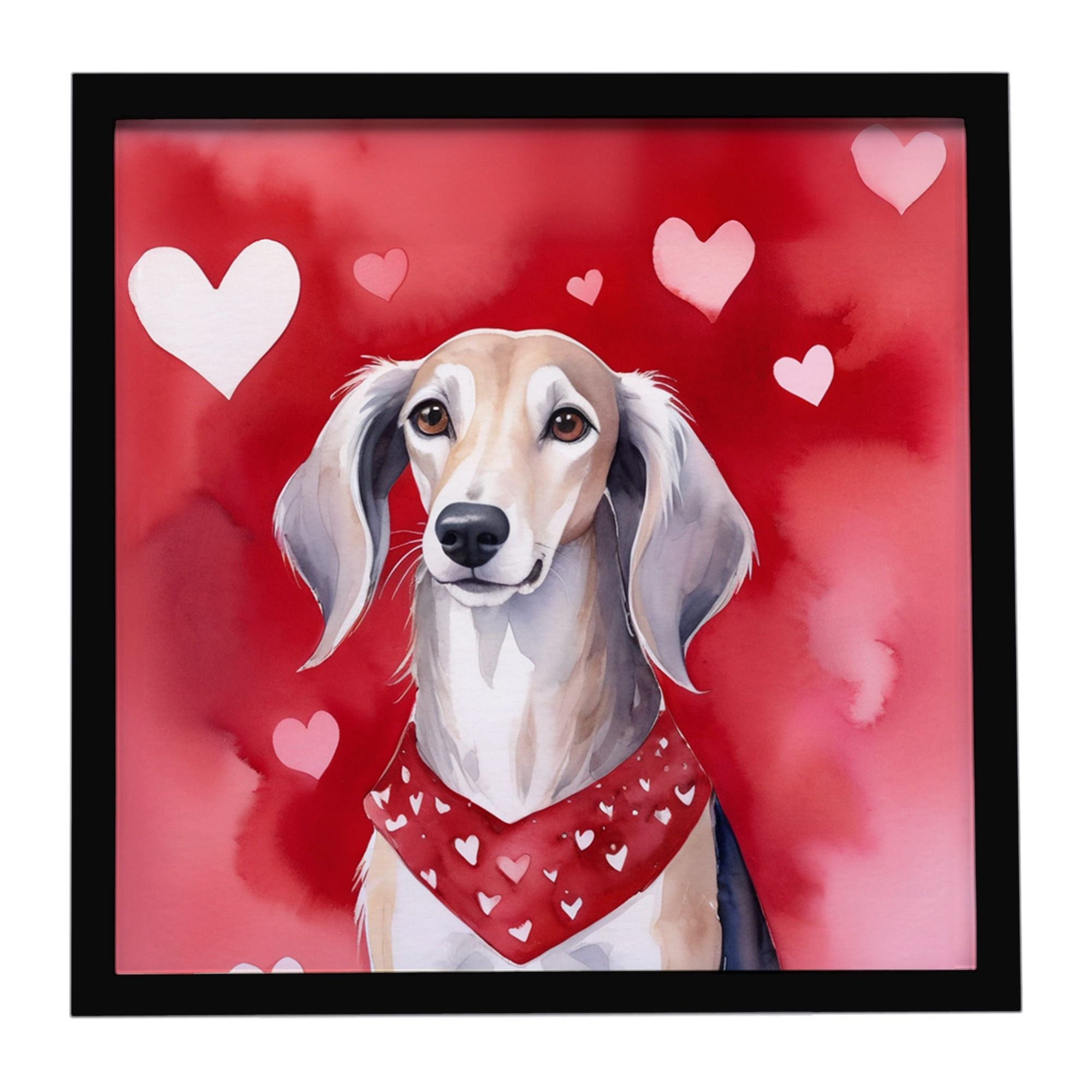 Saluki My Valentine Framed Metal Print Bathroom, Kitchen, Office, Home Decor Wall Art Ready to Hang, Square, 8X8
