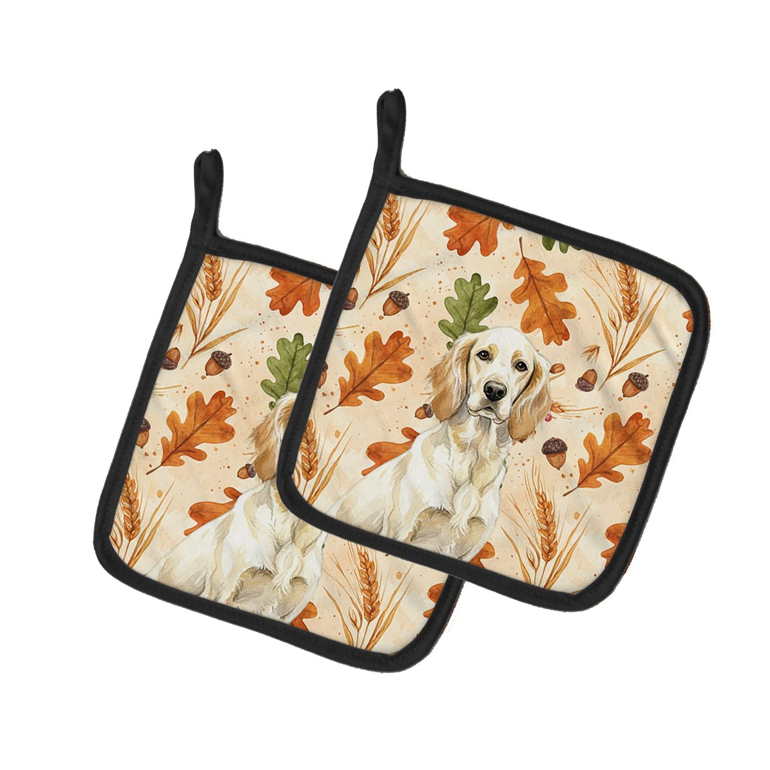 Lemon Belton English Setter Heirloom Fall Pair of Pot Holders Pair 7.5x7.5 Quilted Insulated Hot Pads Decorative Kitchen Gift Ma