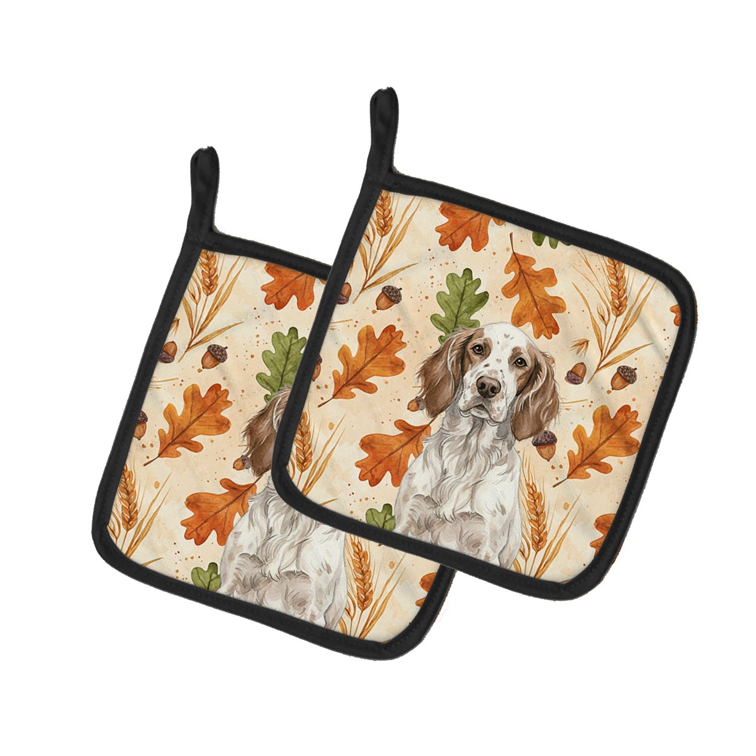 Liver Belton English Setter Heirloom Fall Pair of Pot Holders Pair 7.5x7.5 Quilted Insulated Hot Pads Decorative Kitchen Gift Ma