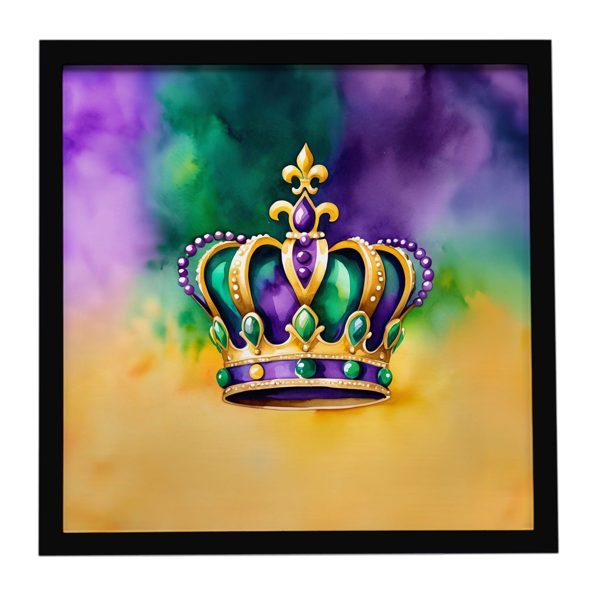 Kings Mardi Gras Crown Framed Metal Print Bathroom, Kitchen, Office, Home Decor Wall Art Ready to Hang, Square, 8X8