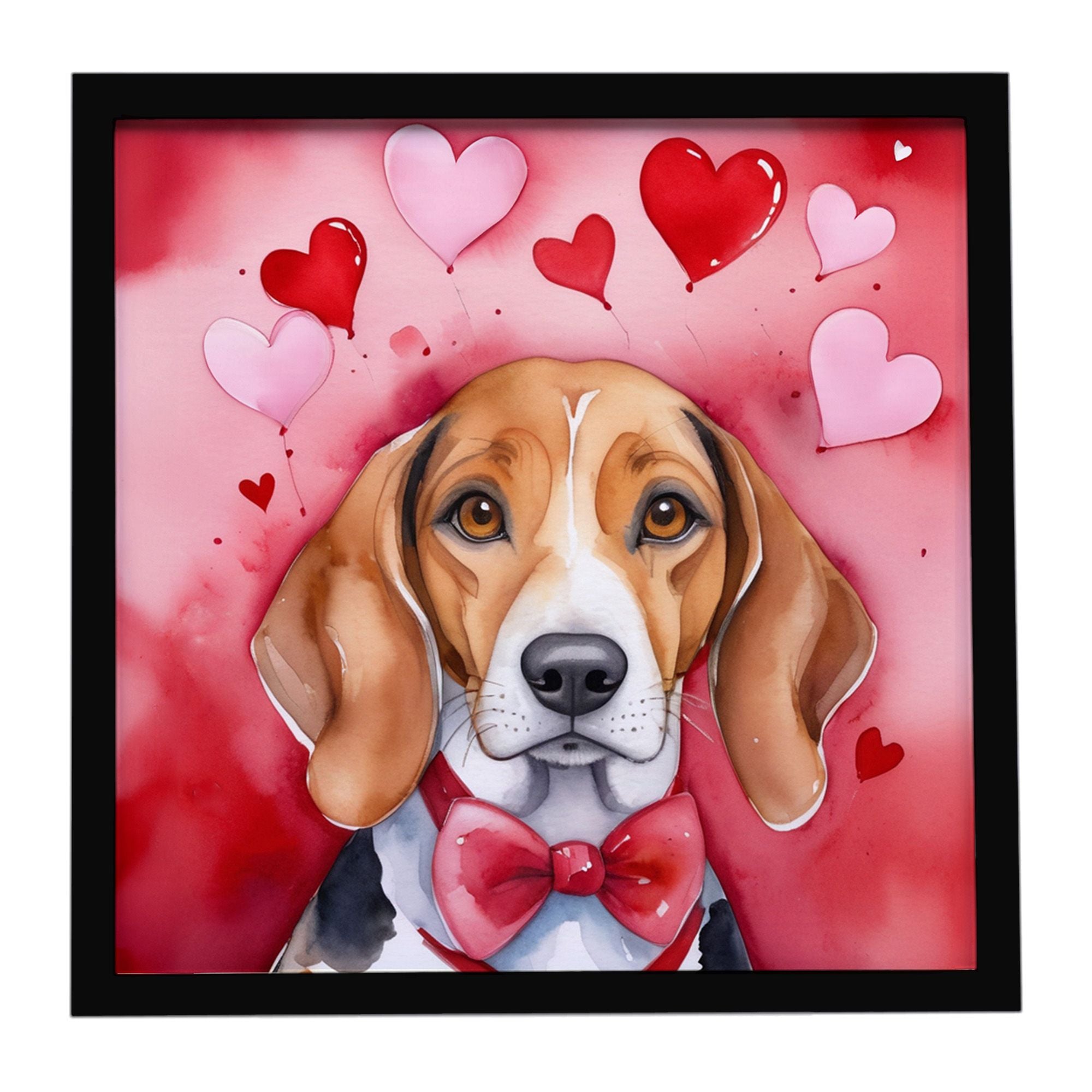 American Foxhound My Valentine Framed Metal Print Bathroom, Kitchen, Office, Home Decor Wall Art Ready to Hang, Square, 8X8