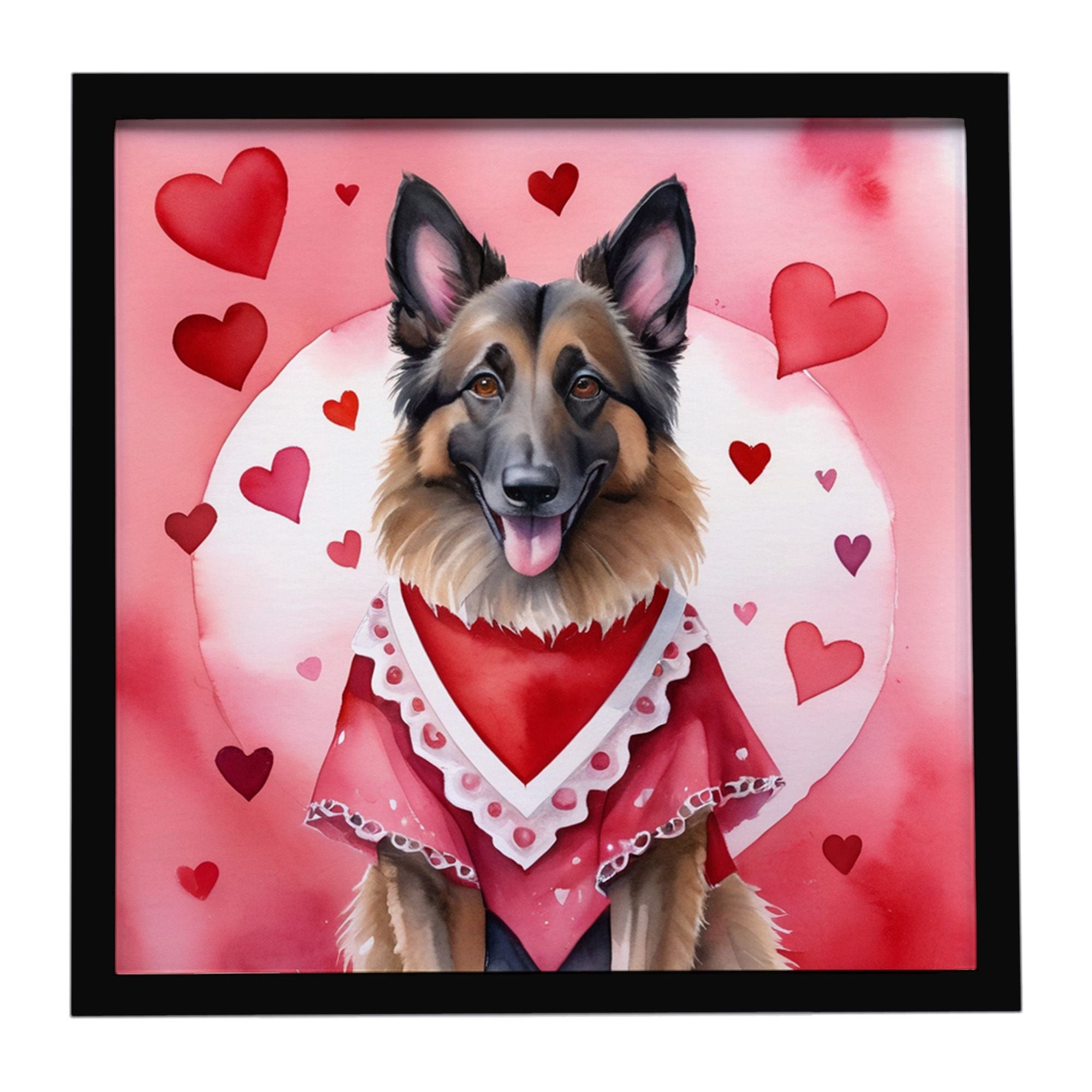Belgian Tervuren My Valentine Framed Metal Print Bathroom, Kitchen, Office, Home Decor Wall Art Ready to Hang, Square, 8X8