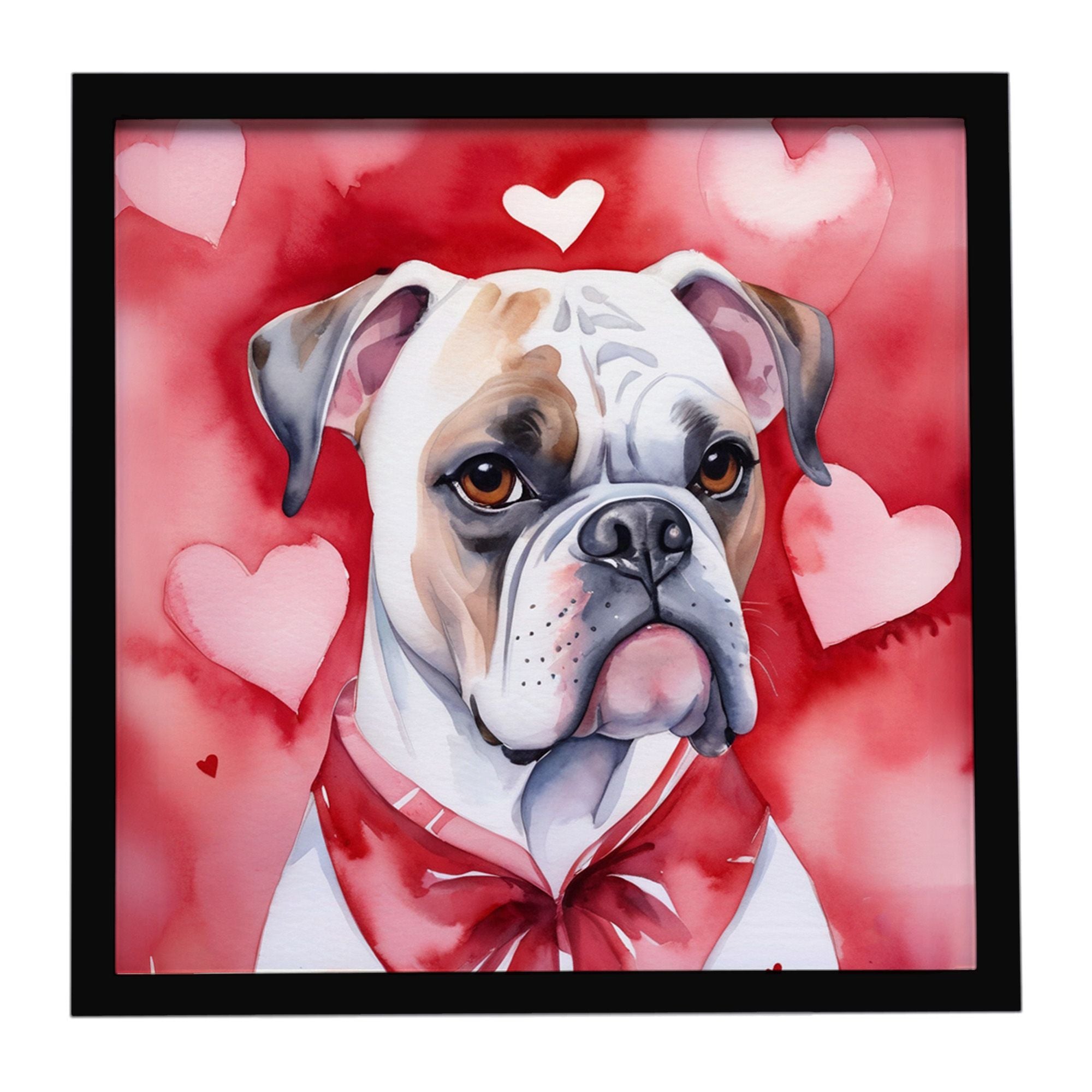 Boxer My Valentine Framed Metal Print Bathroom, Kitchen, Office, Home Decor Wall Art Ready to Hang, Square, 8X8