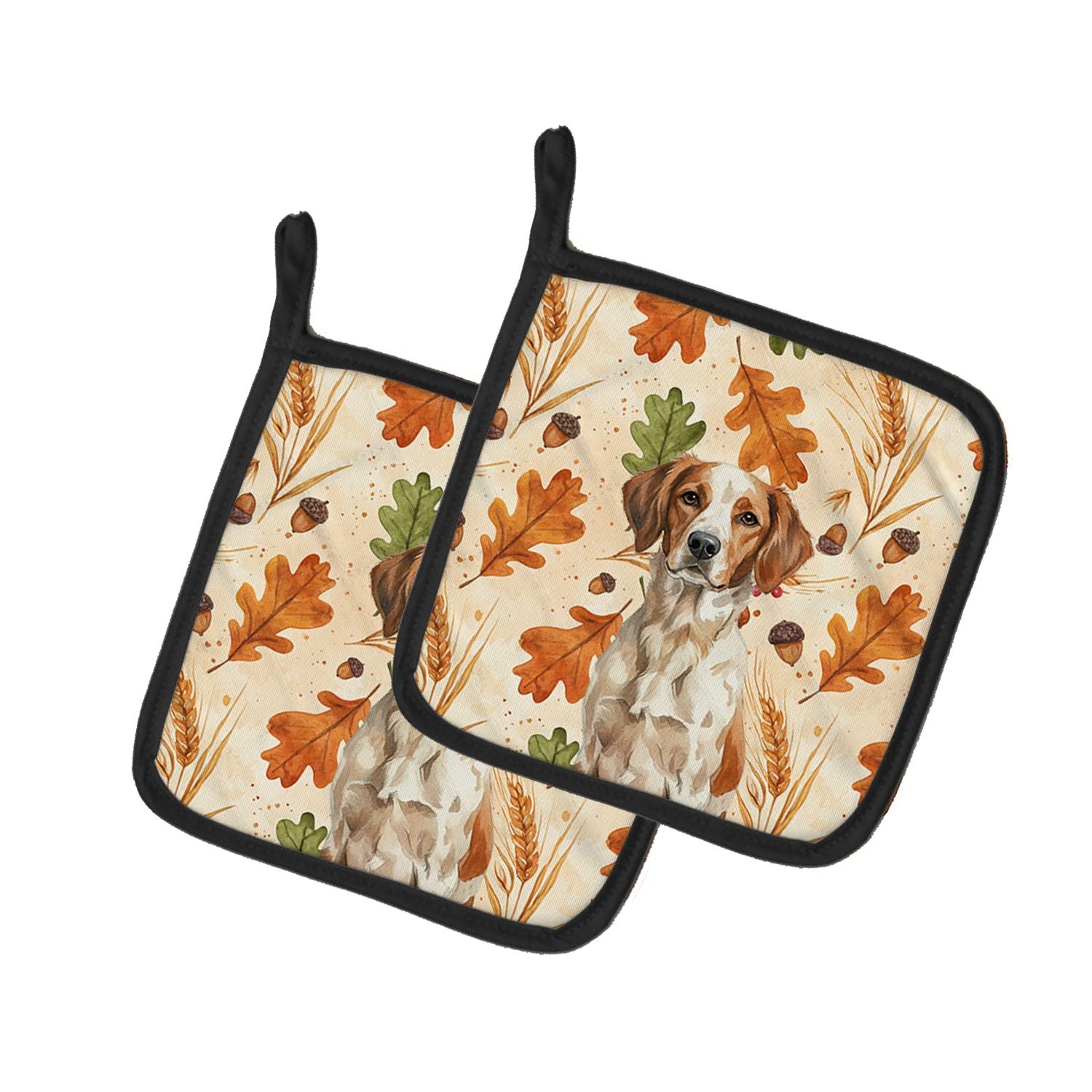 Roan Brittany Heirloom Fall Pair of Pot Holders Pair 7.5x7.5 Quilted Insulated Hot Pads Decorative Kitchen Gift Made in USA