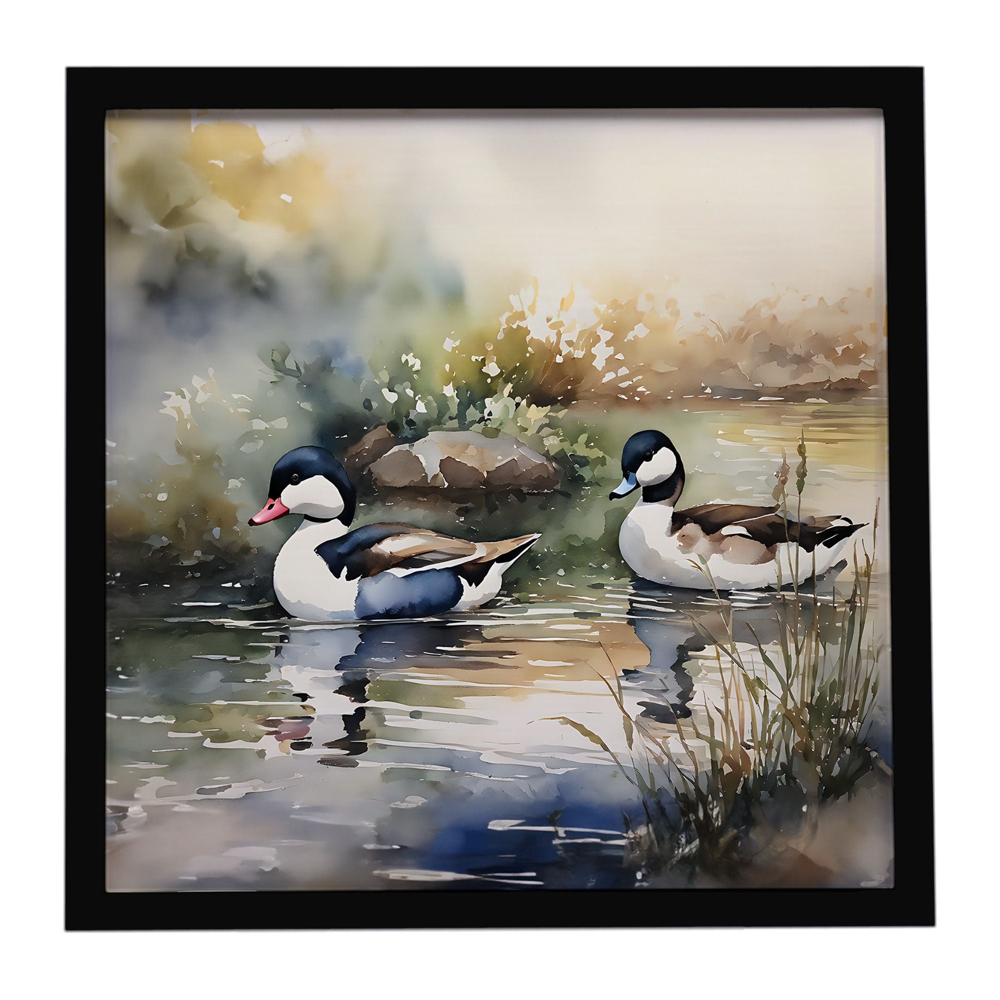 Bufflehead Framed Metal Print Bathroom, Kitchen, Office, Home Decor Wall Art Ready to Hang, Square, 8X8